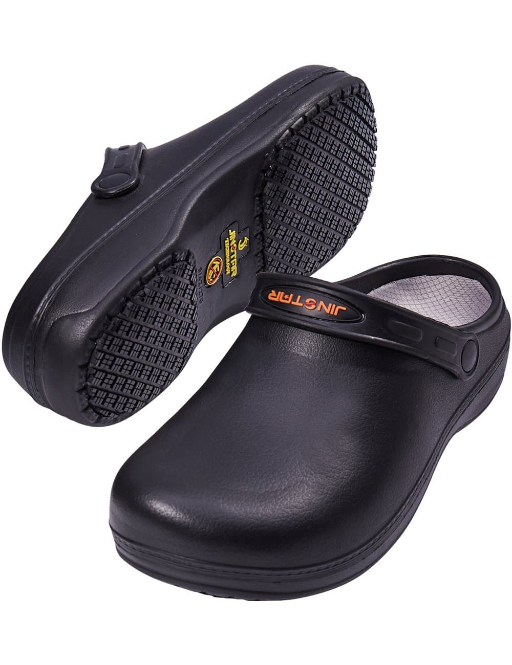 JinStar Unisex Black Non Slip Chef Shoes Slip Resistant Clogs for Men Women (11 D(M) US)