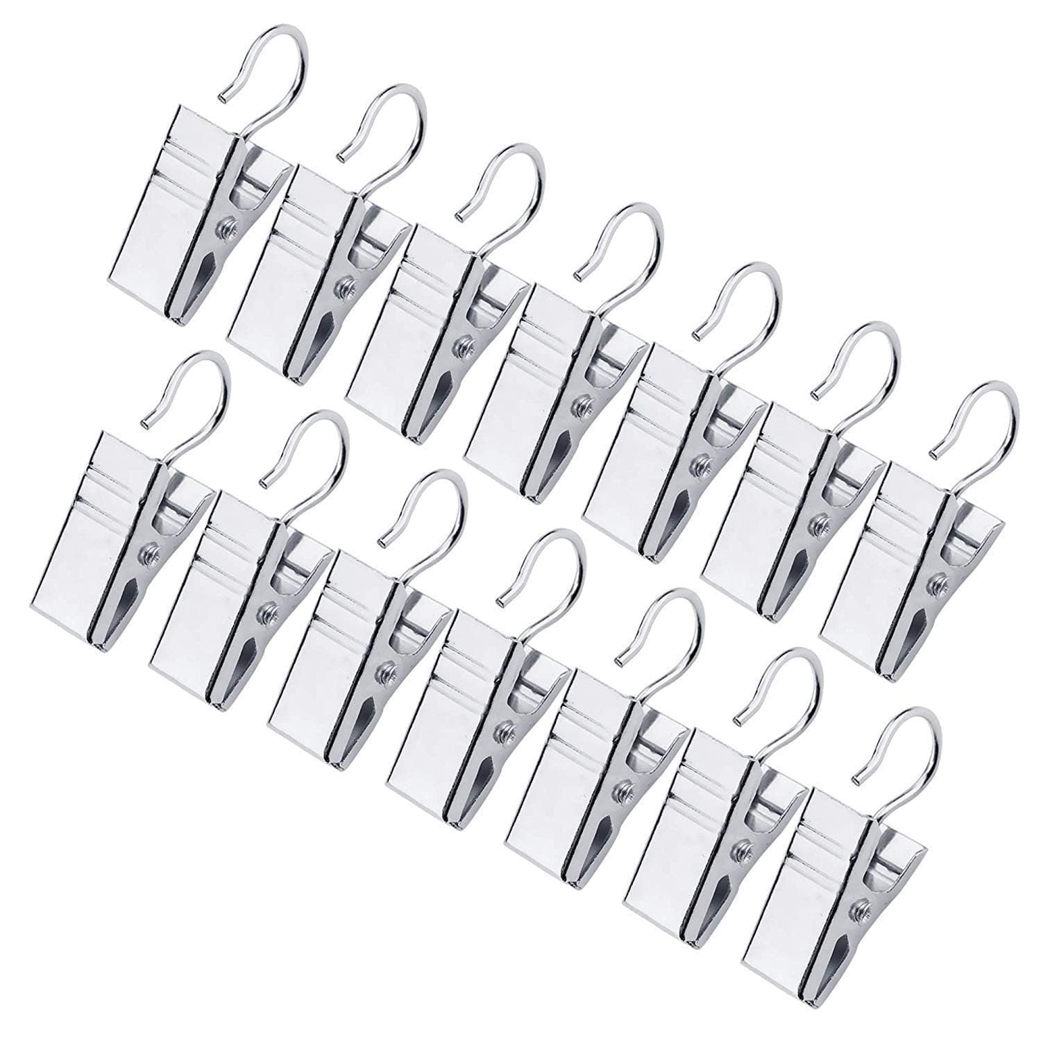 JANYUN 120 Pack Heavy-Duty Hook Clip Set Metal Curtain Clips for Curtain Photos Home Party Decoration Art Craft Display - Silver
