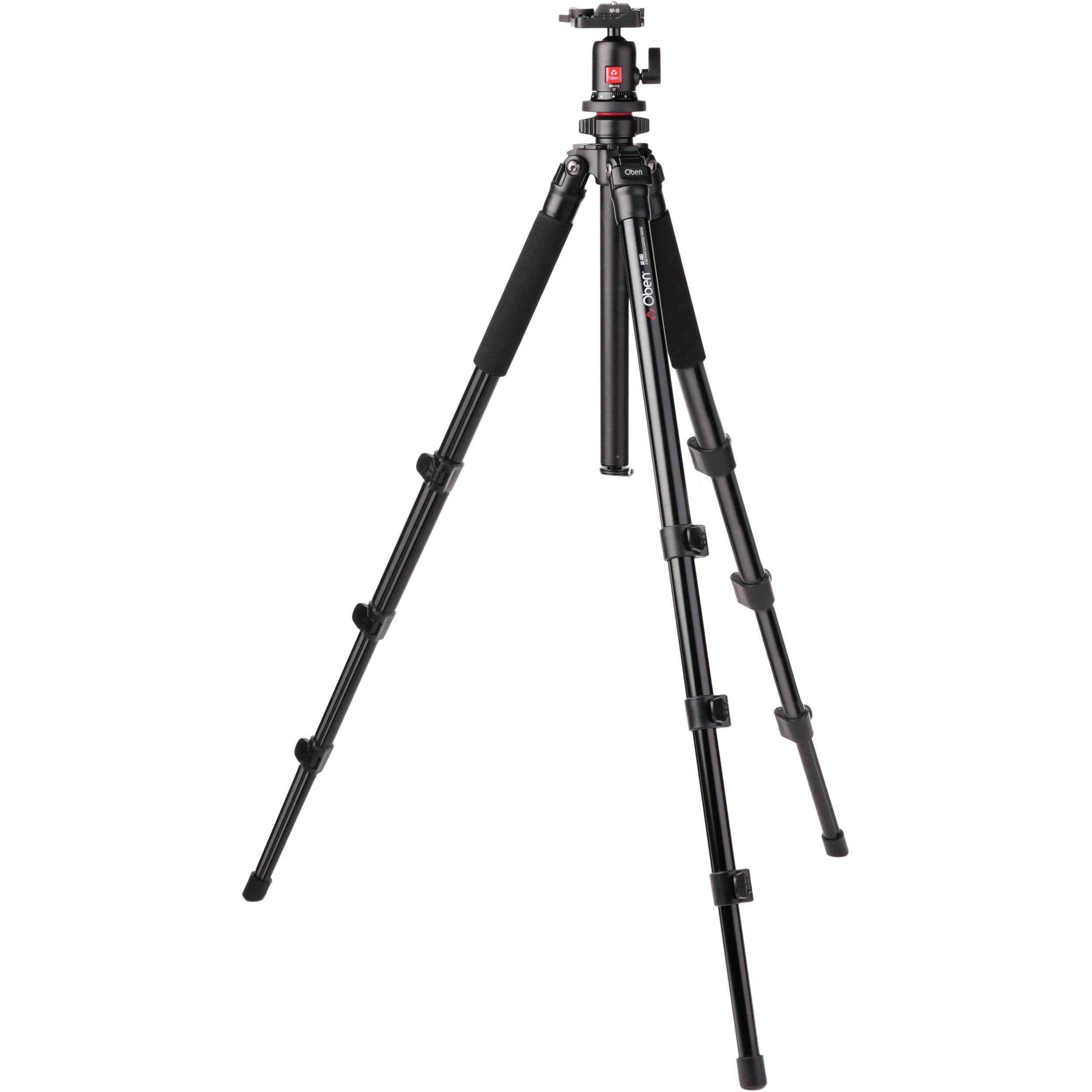 Oben AC-1451/BA-113 4-Section Aluminum Tripod with Ball Head - Compact Camera Tripod Supports up to 13.2 lbs, Adjustable Max Height of 67.2” - Lightweight, Foldable Professional Tripod for Cameras