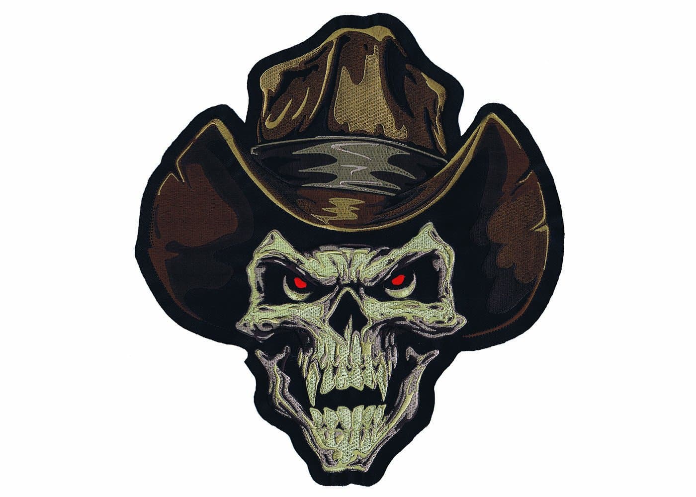 Lethal Threat (LT30173 Cowboy Skull Embroidered Patch (11" x 12")