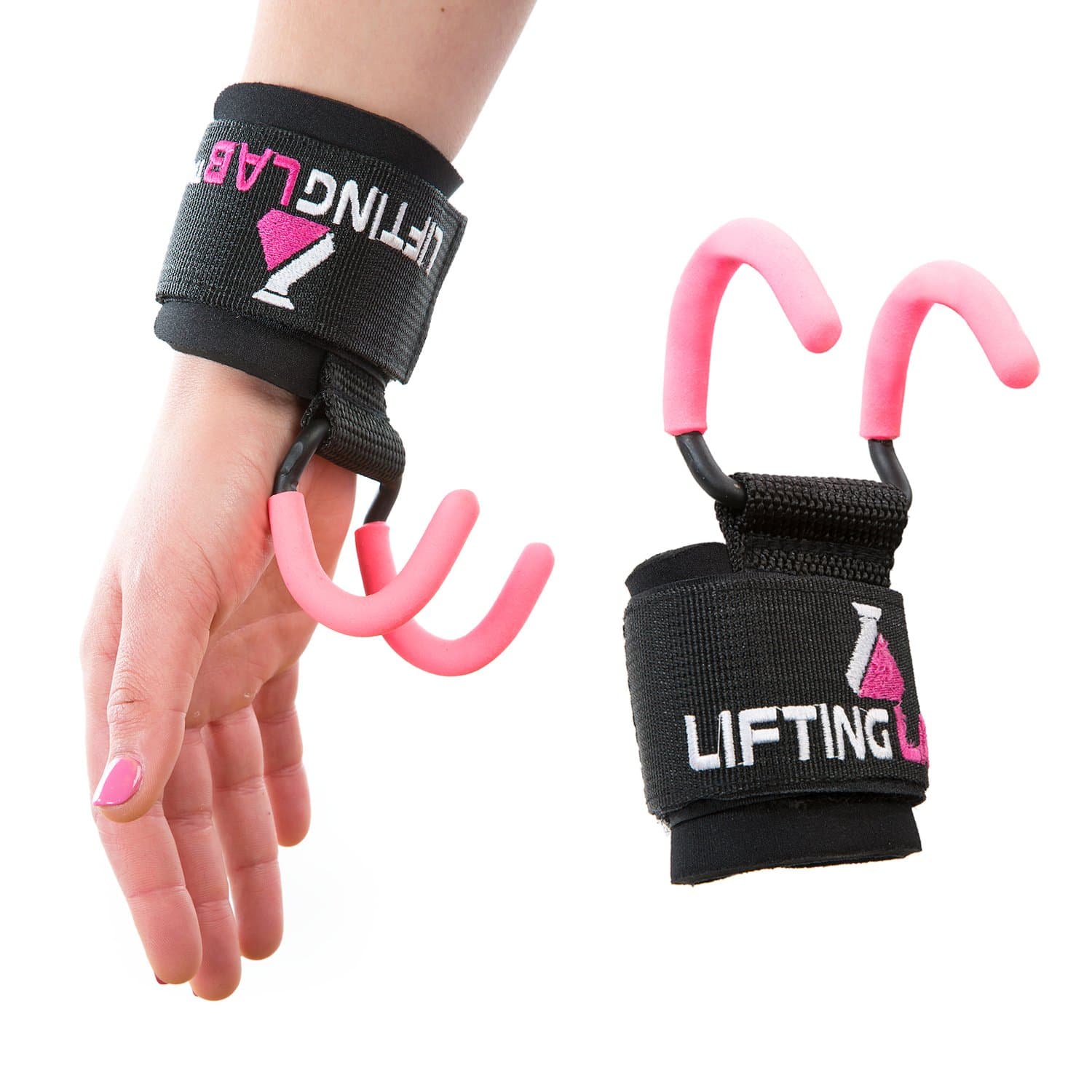 Weight Lifting Hooks for Women - Gym Essentials for Women Weightlifters - Padded Wrist Straps with Pink Hooks - Increase Your Deadlift Performance - Workout Accessories for Women