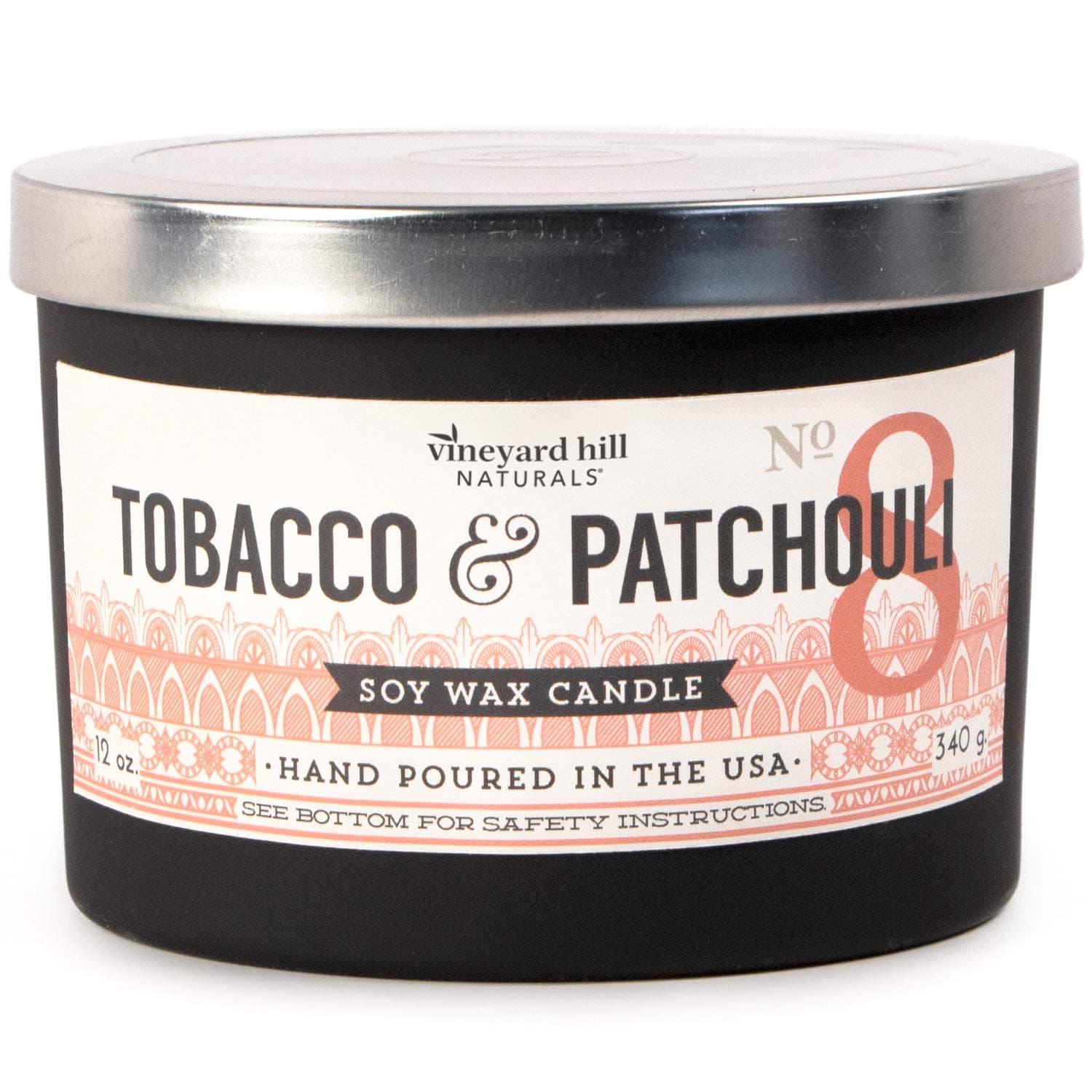 Vineyard Hill Naturals Candle, Soy Wax, Matte Black, L