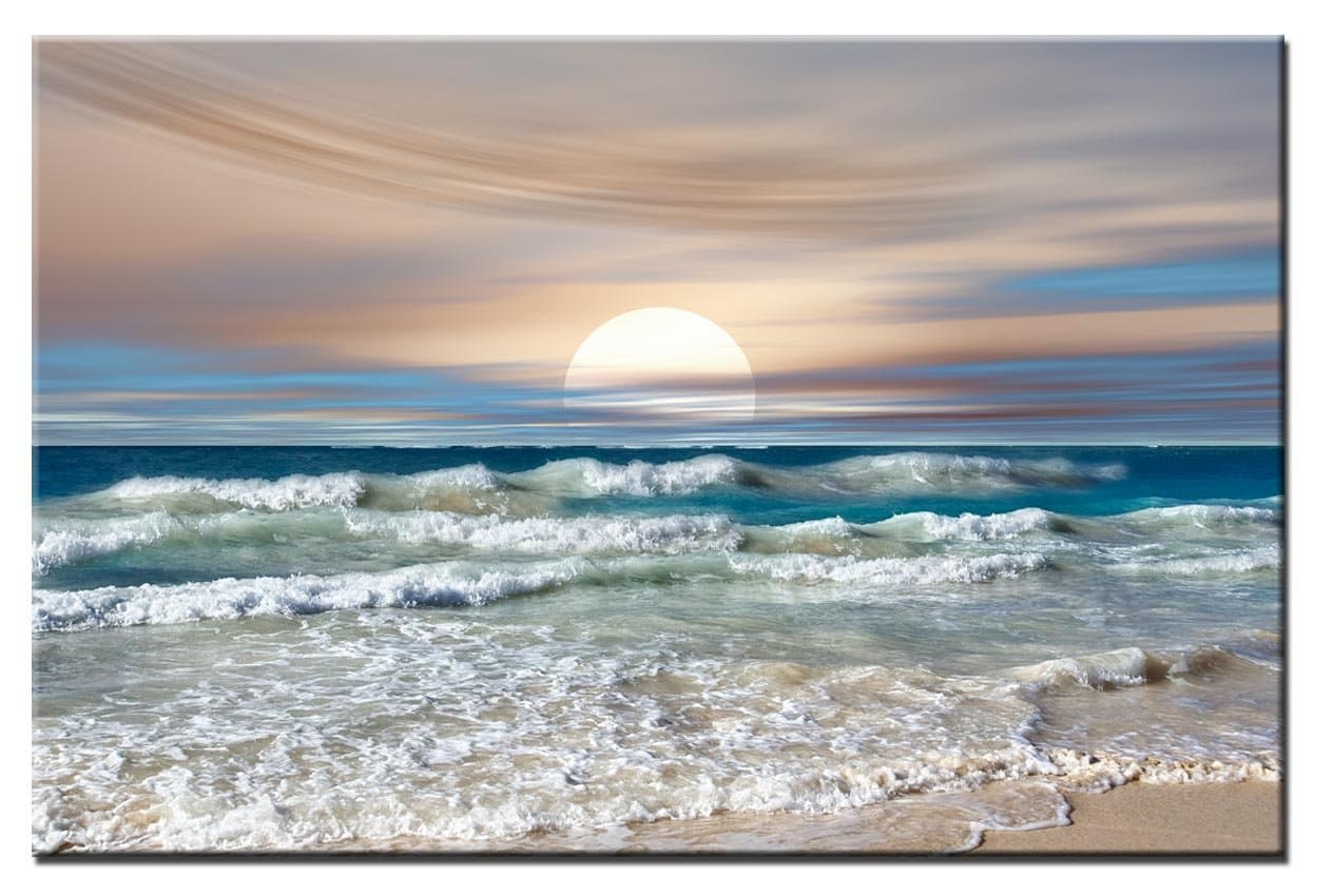 Art Print Canvas Original Just New Blue wall Large 60x40cm set stretched and framed ready to hang. Abstract giclee artwork 1 piece home office living room kitchen bedroom colour Lynxart