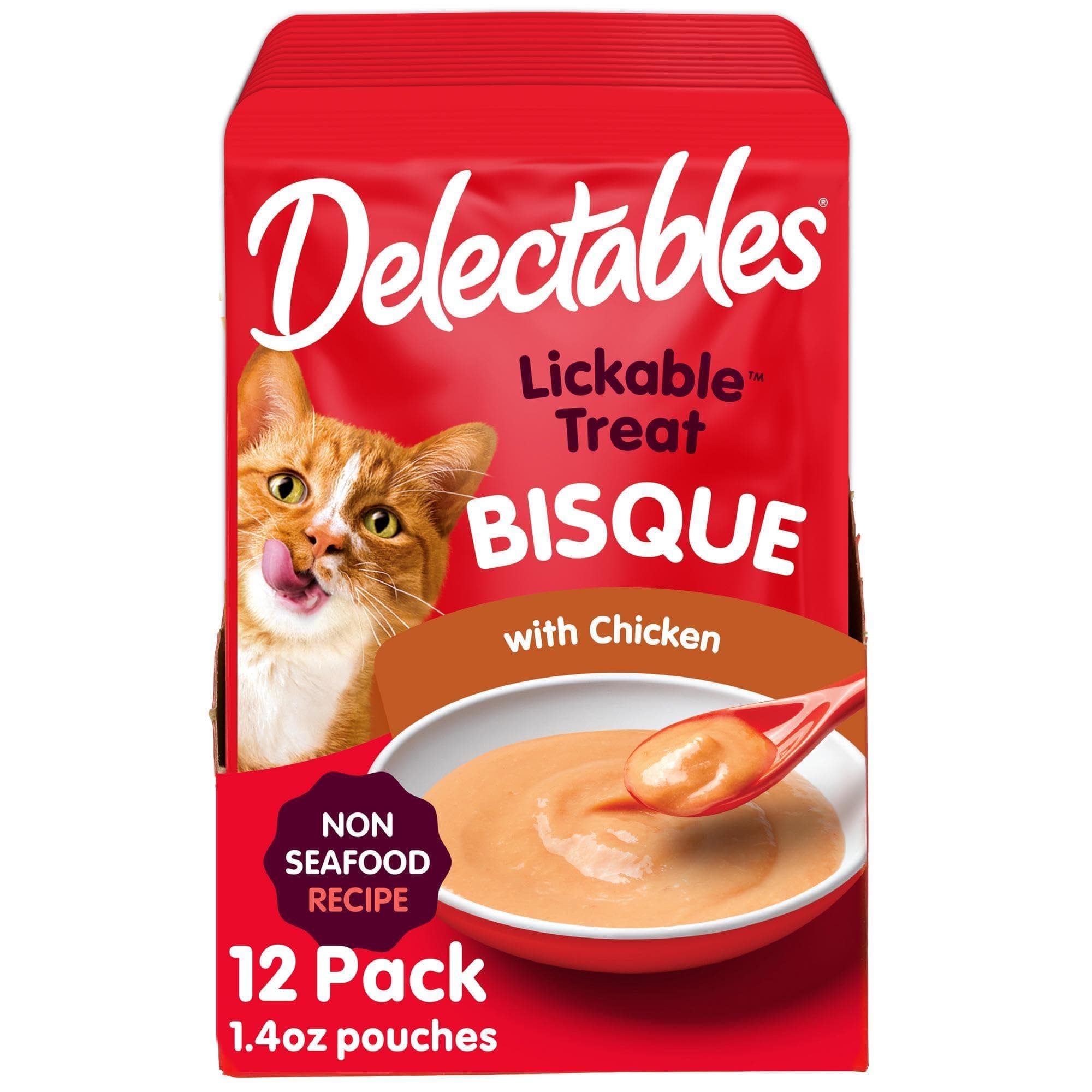 Hartz Delectables Non-Seafood Bisque Lickable We Cat Treats for Adults & Senior Cats, Chicken (Pack of 12)