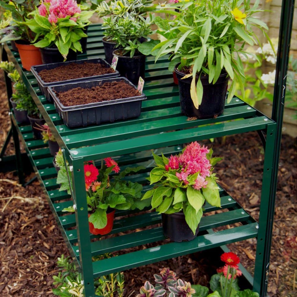 Halls 2 Tier Greenhouse Staging - Green