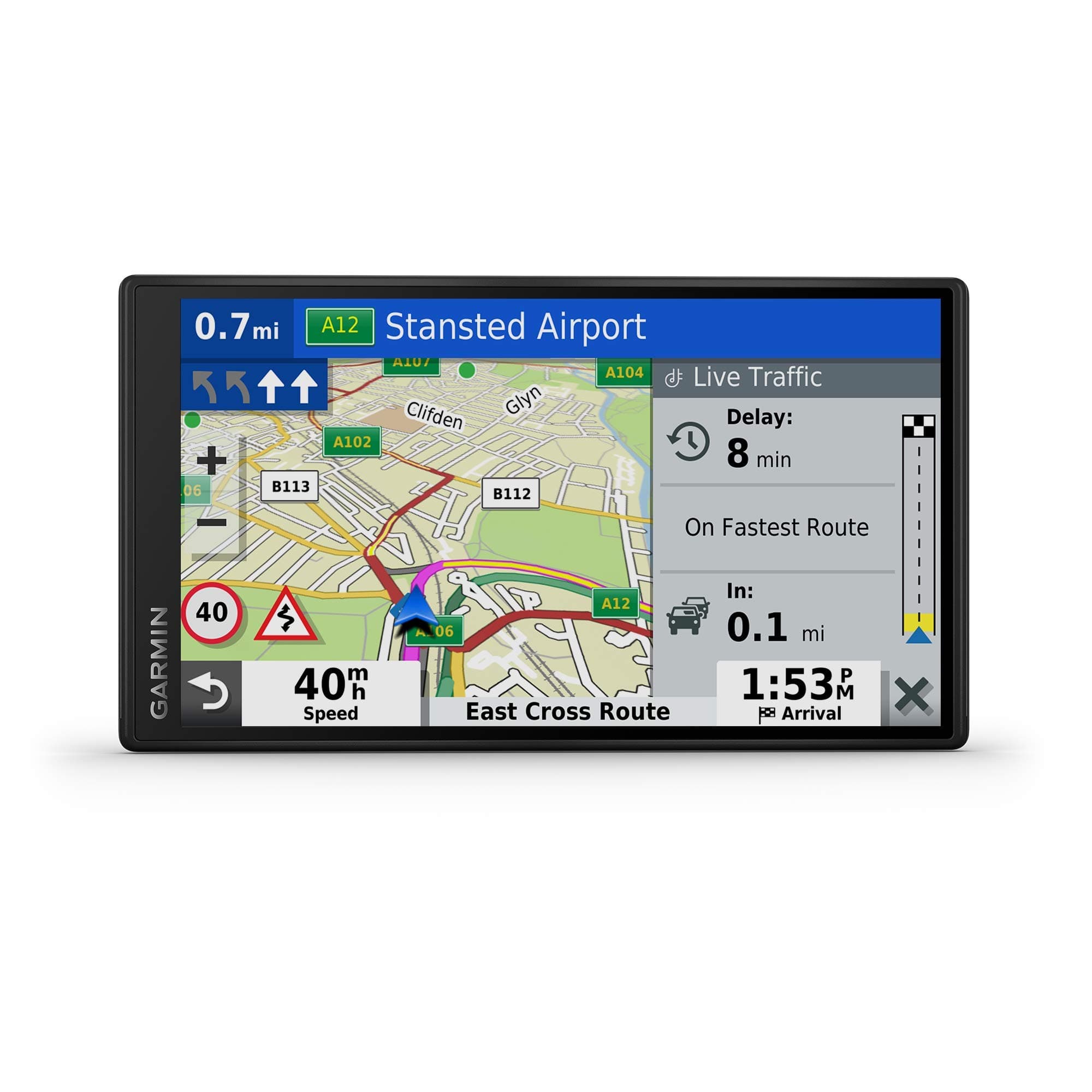 Garmin DriveSmart 55 Mt-D 5.5 inch Sat Nav with Edge to Edge Display, Map Updates for UK, Ireland and Full Europe, (Renewed)