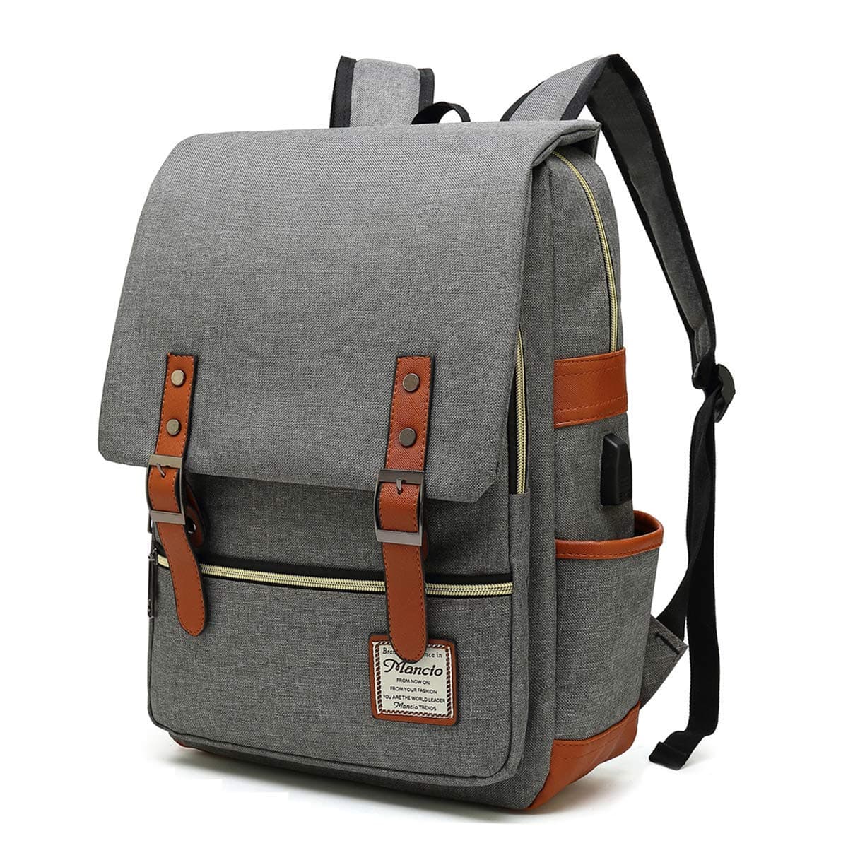Mancio Slim Vintage Laptop Backpack For women,Men For Travel, College, Dayparks, Fits up to 15.6Inch Notebook in Grey