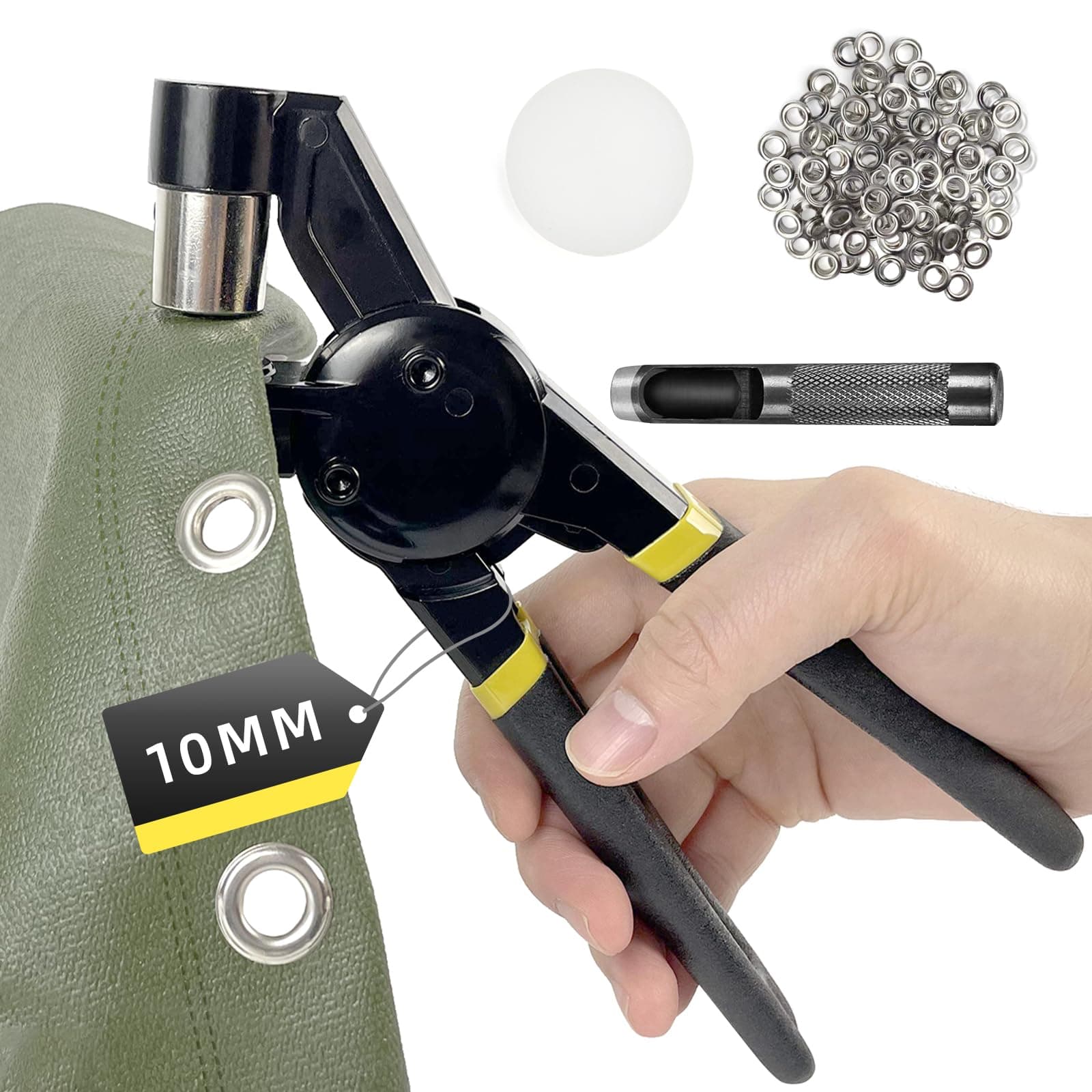 【Upgraded Version】Grommet Tool Kit,Handheld 3/8 inch Eyelet Kit Manual Grommet Press Machine with 500 pcs 10 mm Grommets