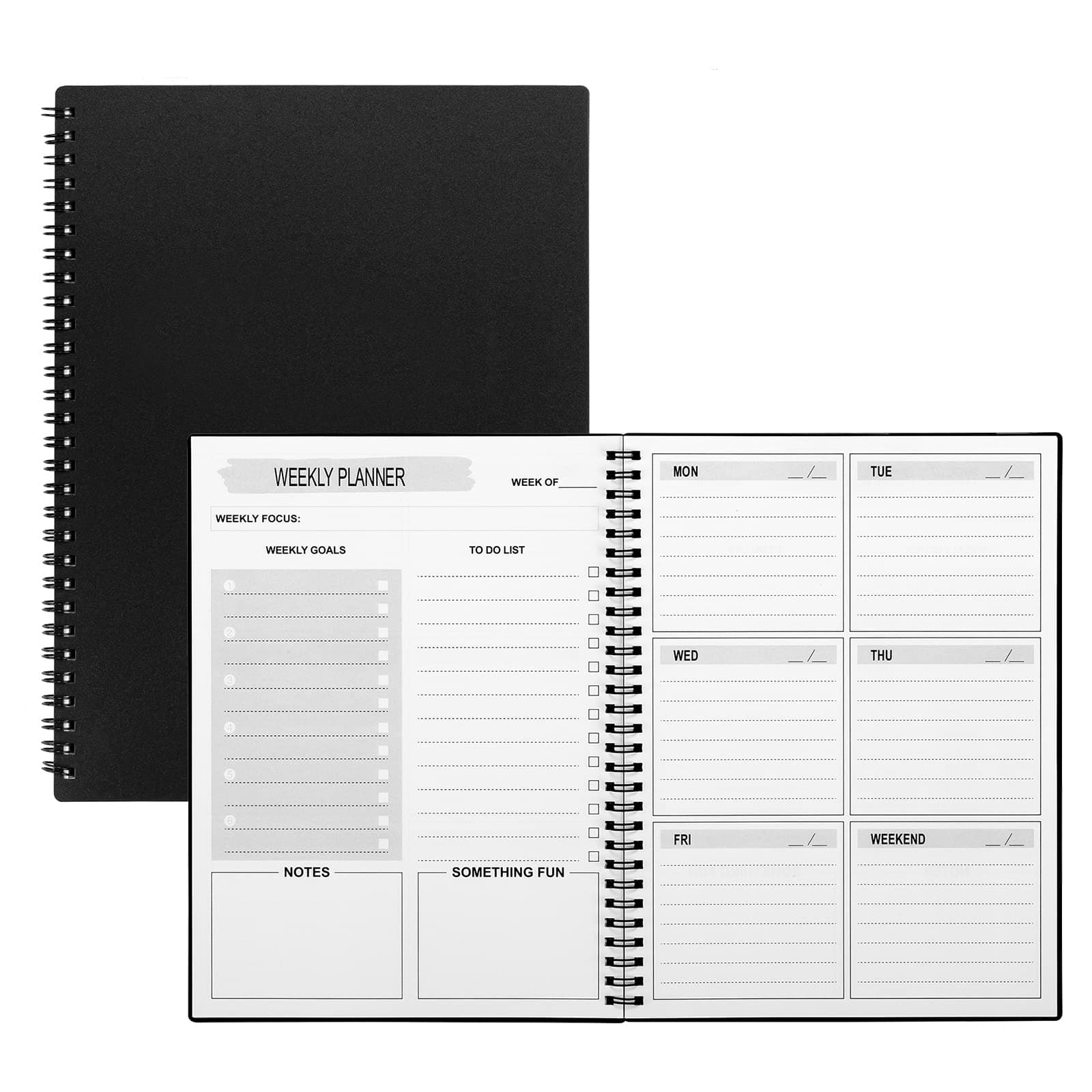 CheneybooWeekly Planner Undated, To do list planner notebook, 52 Weeks Planner,Small Size Planner 5.2"x7.5", Black