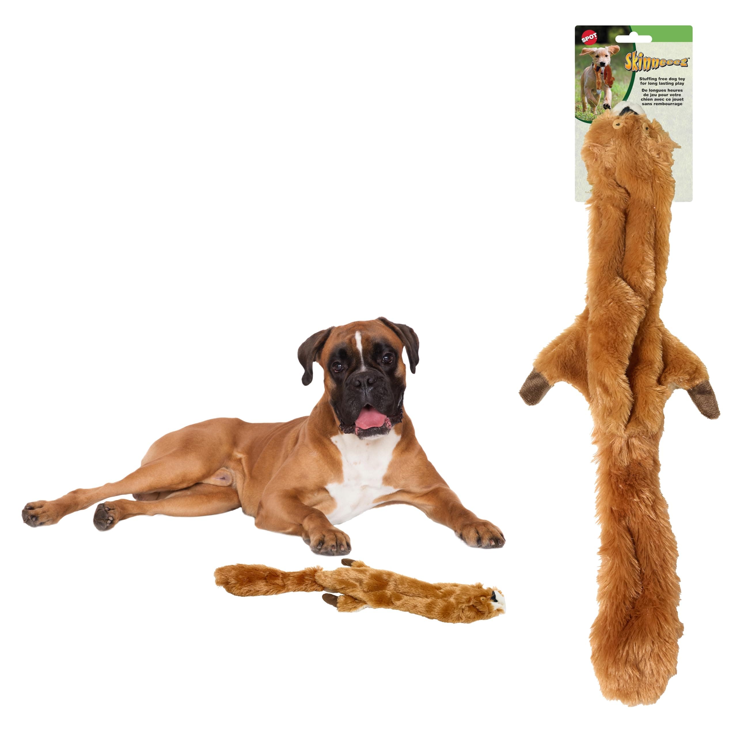 Skinneeez Squirrel 23-Inch Stuffing-Free Plush Dog Toy – Realistic Design with 2 Squeakers – Durable, Soft Polyester for Medium & Large Dogs – Tug, Fetch & Shake Play – for Moderate Chewers