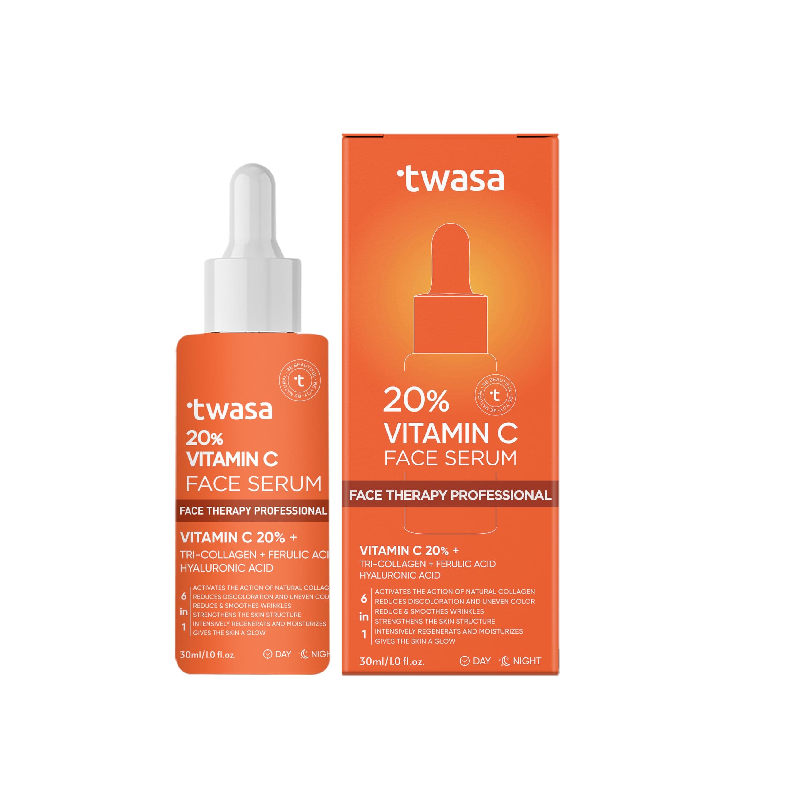 Twasa 20% Vitamin C Face Serum for Glowing Skin with Vitamin C, Tri-Collagen,...