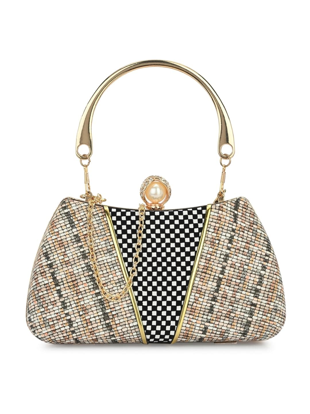 TOOBA Handicraft Clutch Purse For Women - Classy Lock Design Clutch| Bridal, Party, Wedding Sling Bag