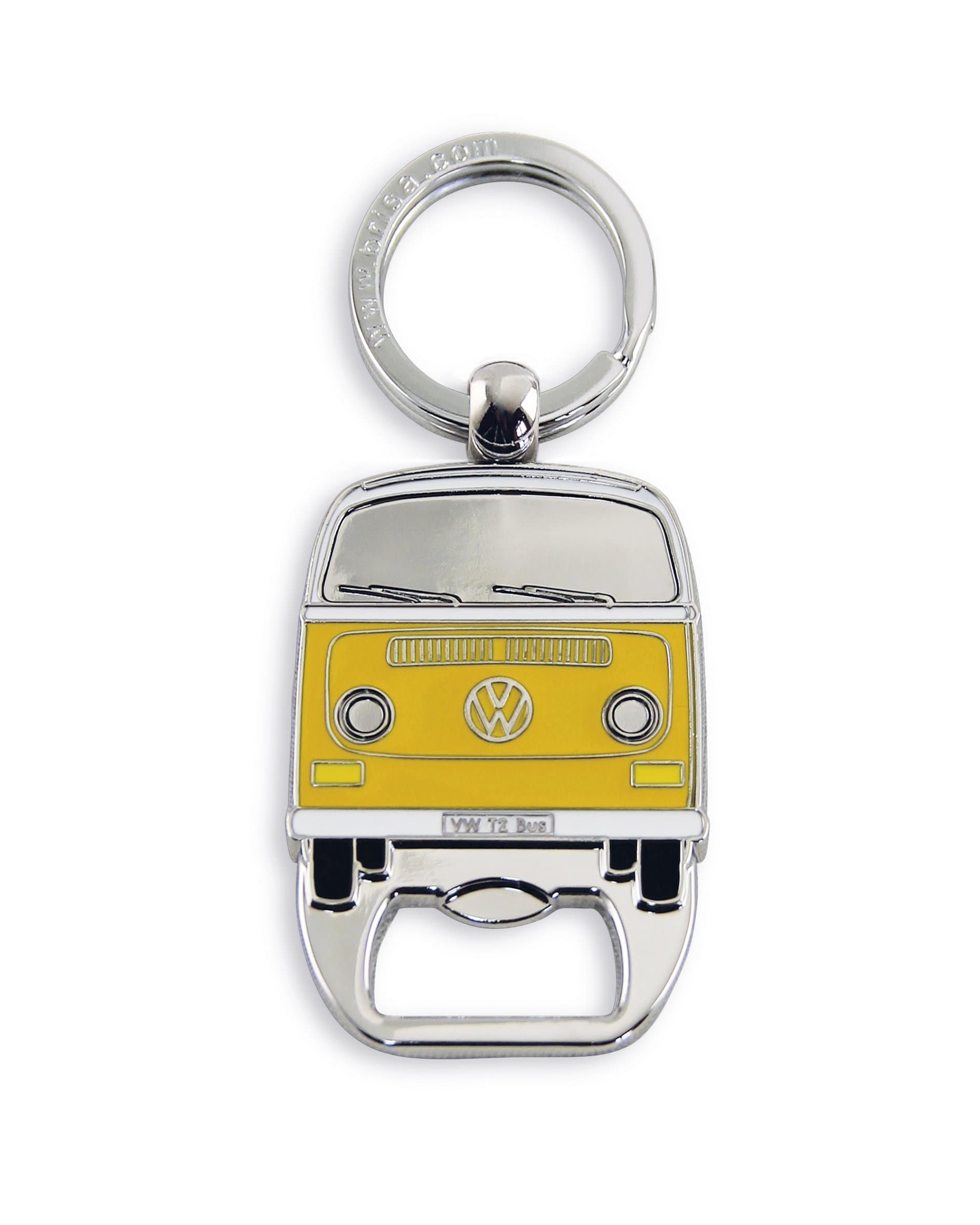 BRISA VW Collection - Volkswagen Keychain Ring Keychain Accessory Keyholder with Bottle Opener in T2 Bus Campervan Design (Orange)