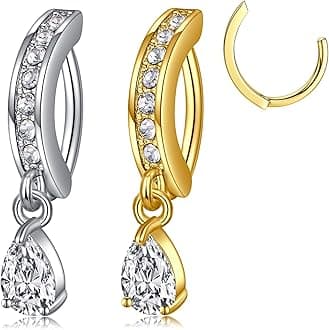 LongitaBelly Button Ring Dangle Belly Button Rings Dangling Belly Button Rings Clicker Belly Button Ring Surgical Steel Rose Gold Belly Rings Belly Piercing Jewelry Navel Rings for Women