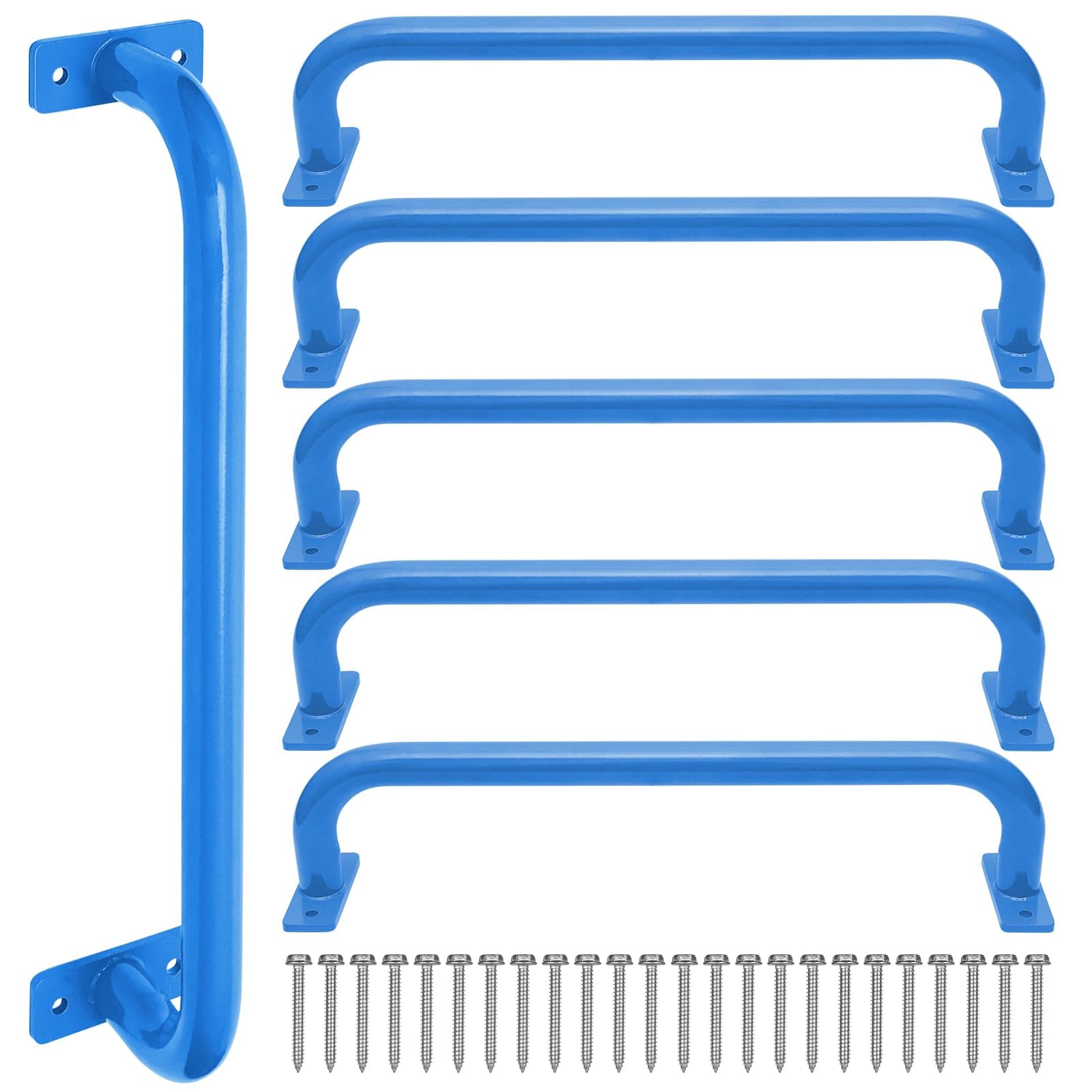 ESPETS 17 Inch Set of 6 Glossy Blue Steel Playground Handles - Playset Access...