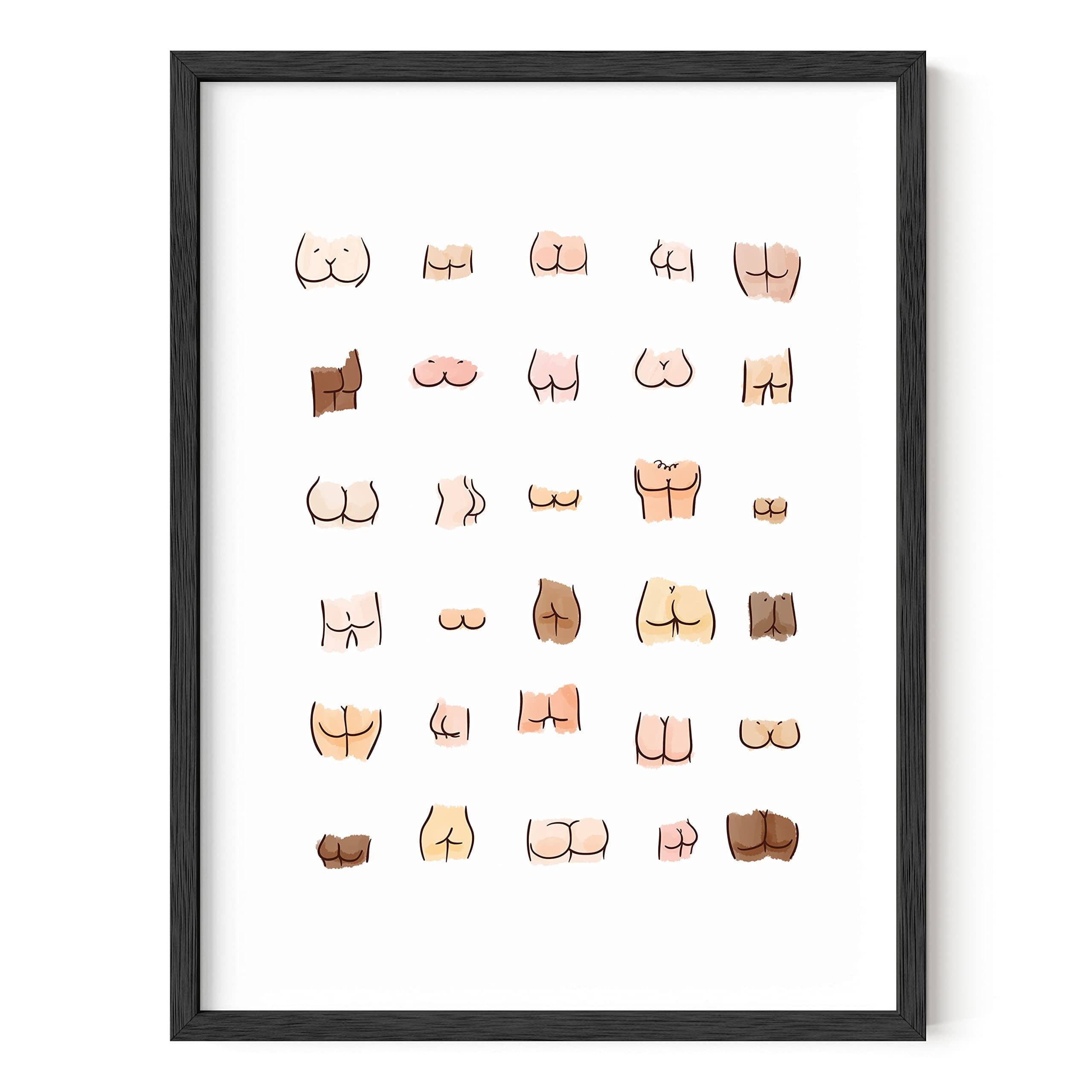 HAUS AND HUESFunny Bathroom Art Funny Bathroom Decor - Funny Bathroom Posters Bathroom Signs Decor Funny | 12" x 16" UNFRAMED (Butts)