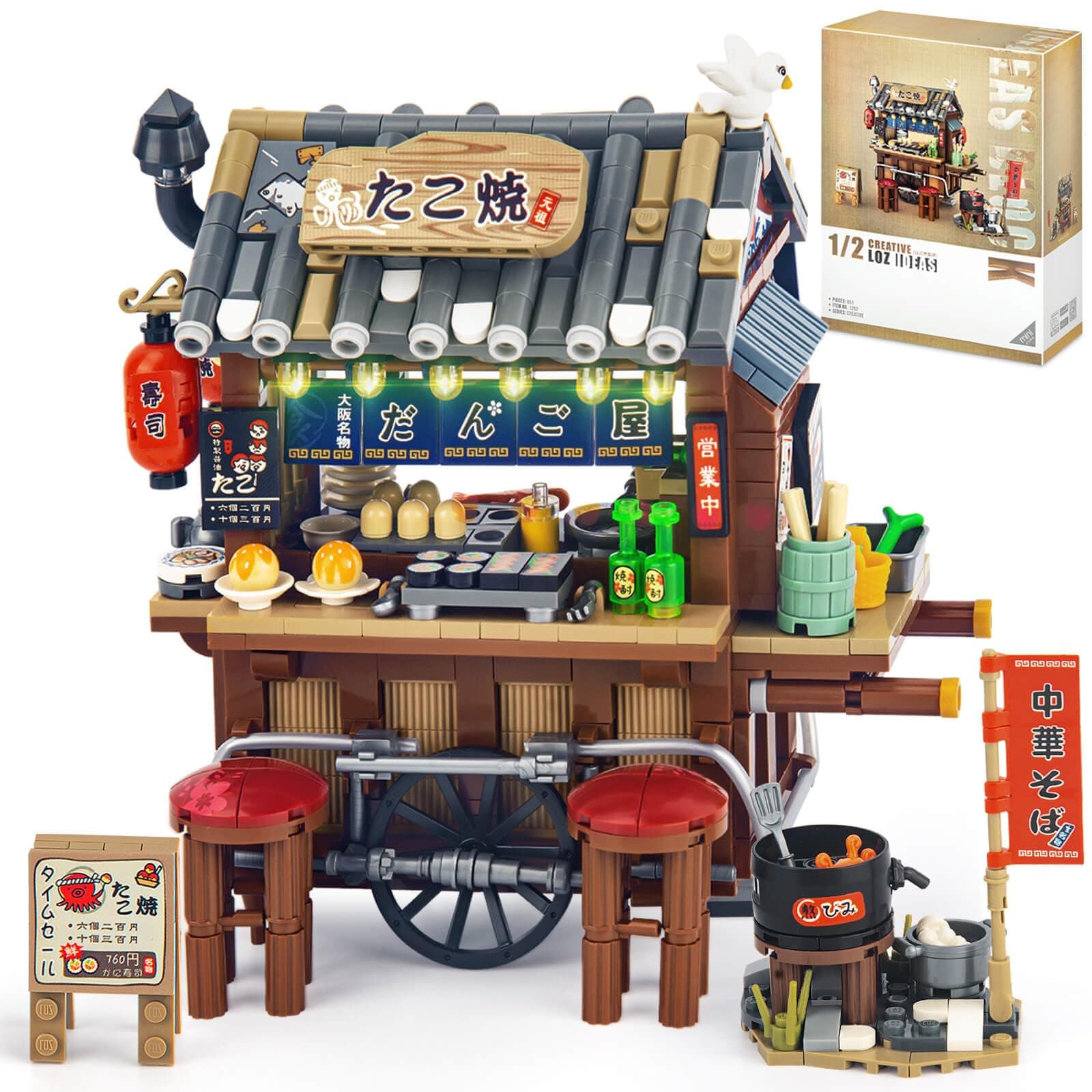 Japan Street Mini Building Set, MOC Cute Takoyaki Shop Creative Japanese Architecture Set, Collectible Gifts for Adults Teens 14+, NOT Compatible with Classic Bricks (951 Pieces)