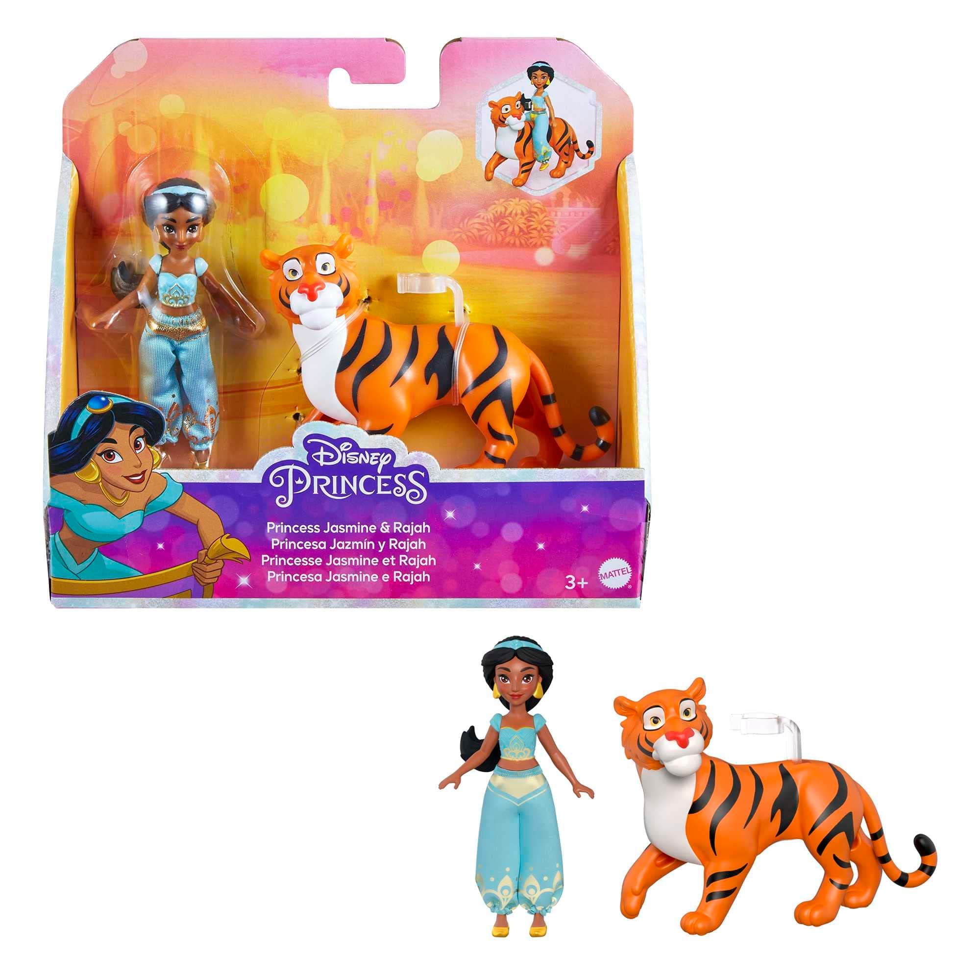Disney Princess Toys, Princess Jasmine Posable Small Doll and Rajah Tiger Inspired by the Disney Movie Aladdin, Gifts for Kids, HLW83