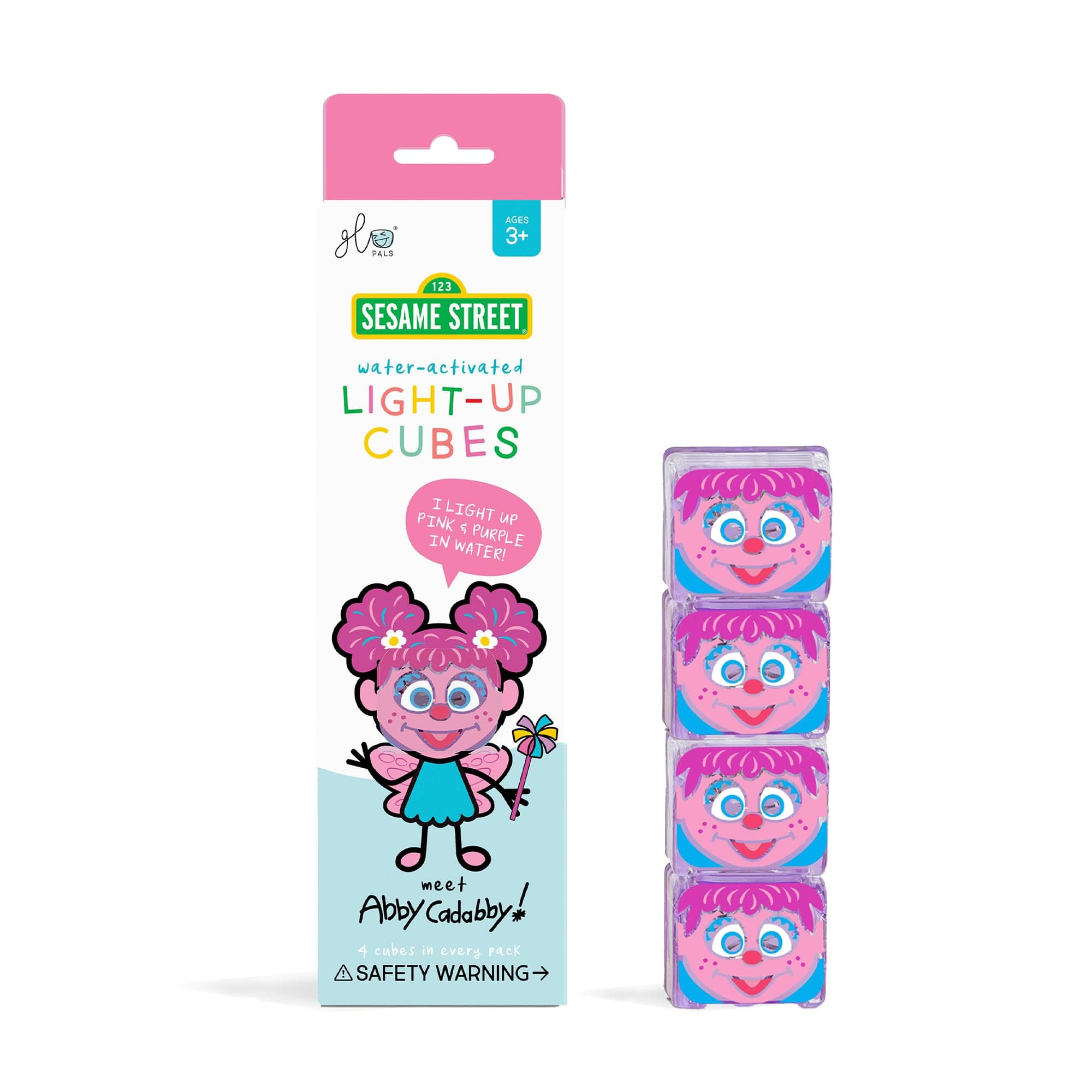 Glo Pals x Sesame Street Water-Activated Light-Up Cubes for Sensory Play (Abby Cadabby - Cubes Only)