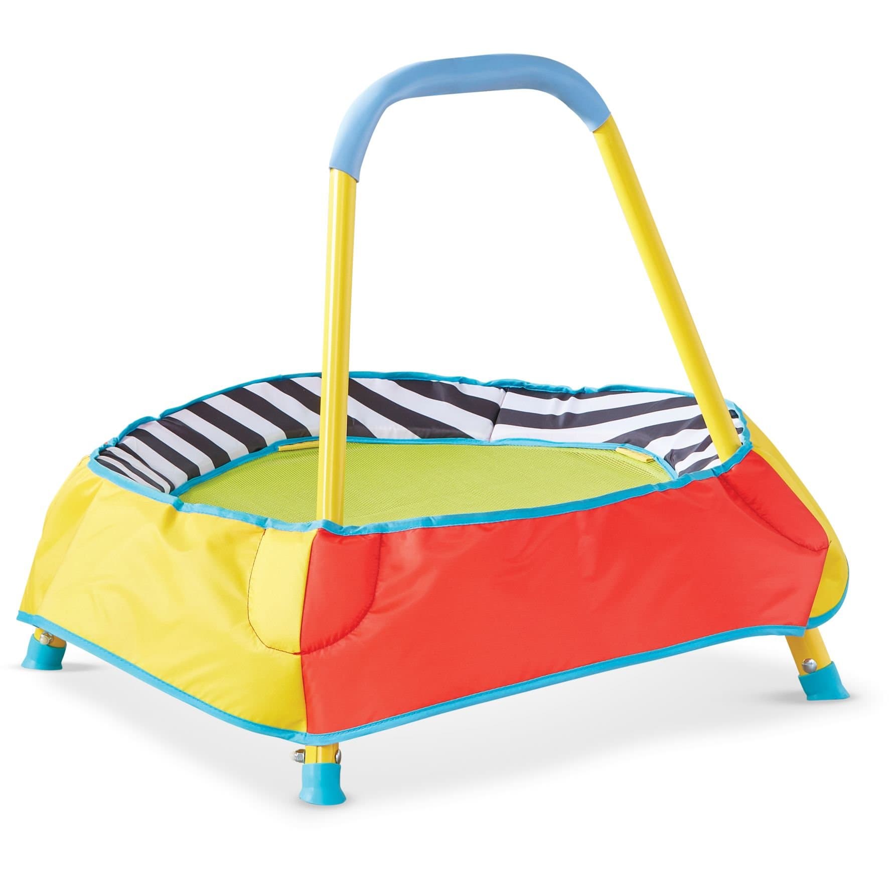 POP N FUN Childrens Toddler Indoor Trampoline,Yellow, Black, White, Blue, Red