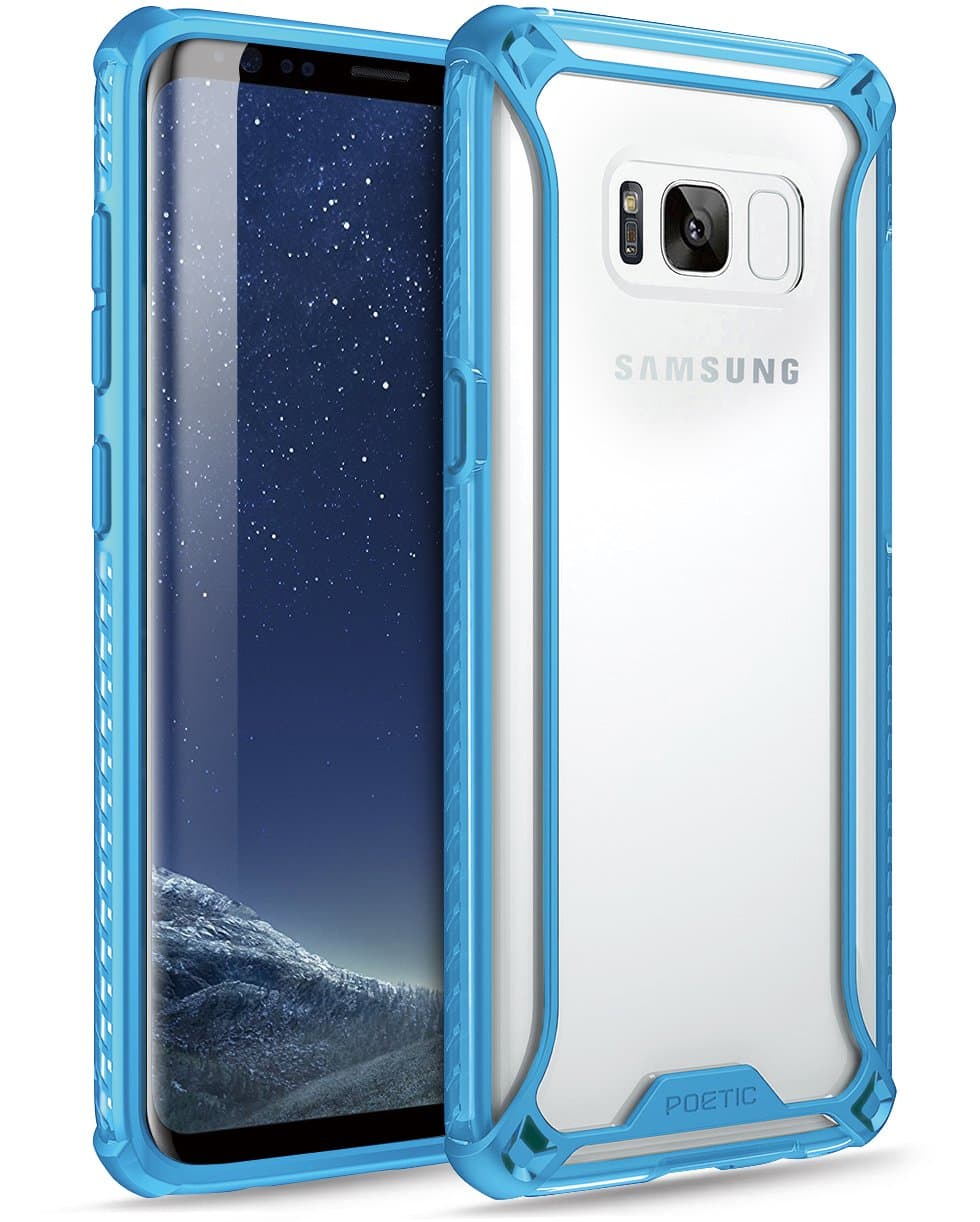 Poetic Affinity Slim Fit Galaxy S8 Case with Anti-Slip Side Grip and Reinforced Corner Protection Bumper for Samsung Galaxy S8 Blue/Clear