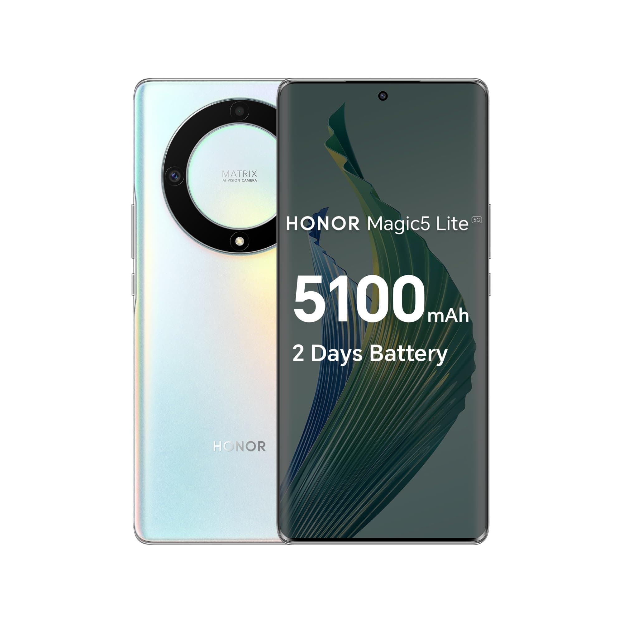 HONOR Magic 5 Lite, Sim-Free & Unlocked Mobile Phones, 5G Smartphone, 8GB+256GB, 6,67” Curved AMOLED 120Hz Display, 64MP Triple Rear Camera, 5100 mAh Battery, Dual SIM, Android 12