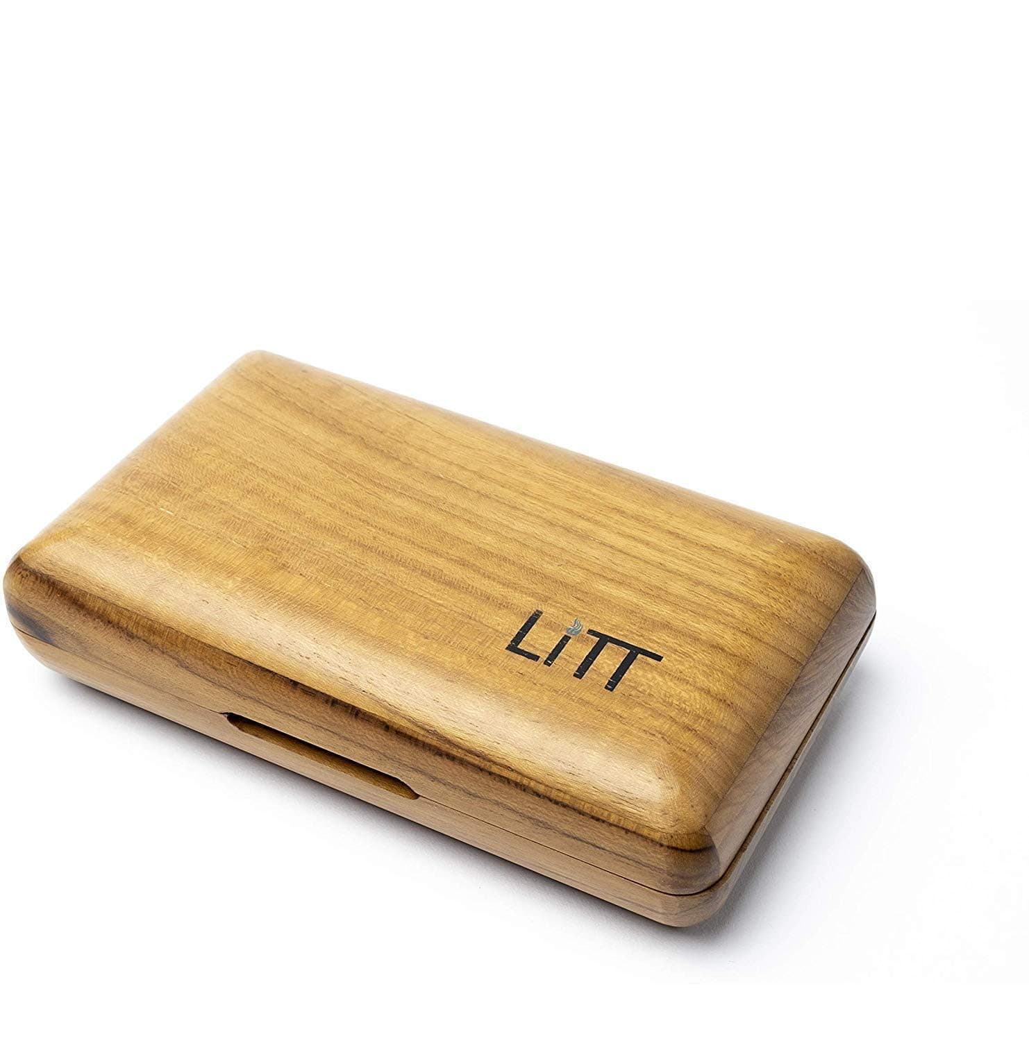 LITT Rolling Stash Box – Pocket Sized Rolling Tray, Portable Storage Solution for Accessories & Organization (Natural, Premium Teak Wood)