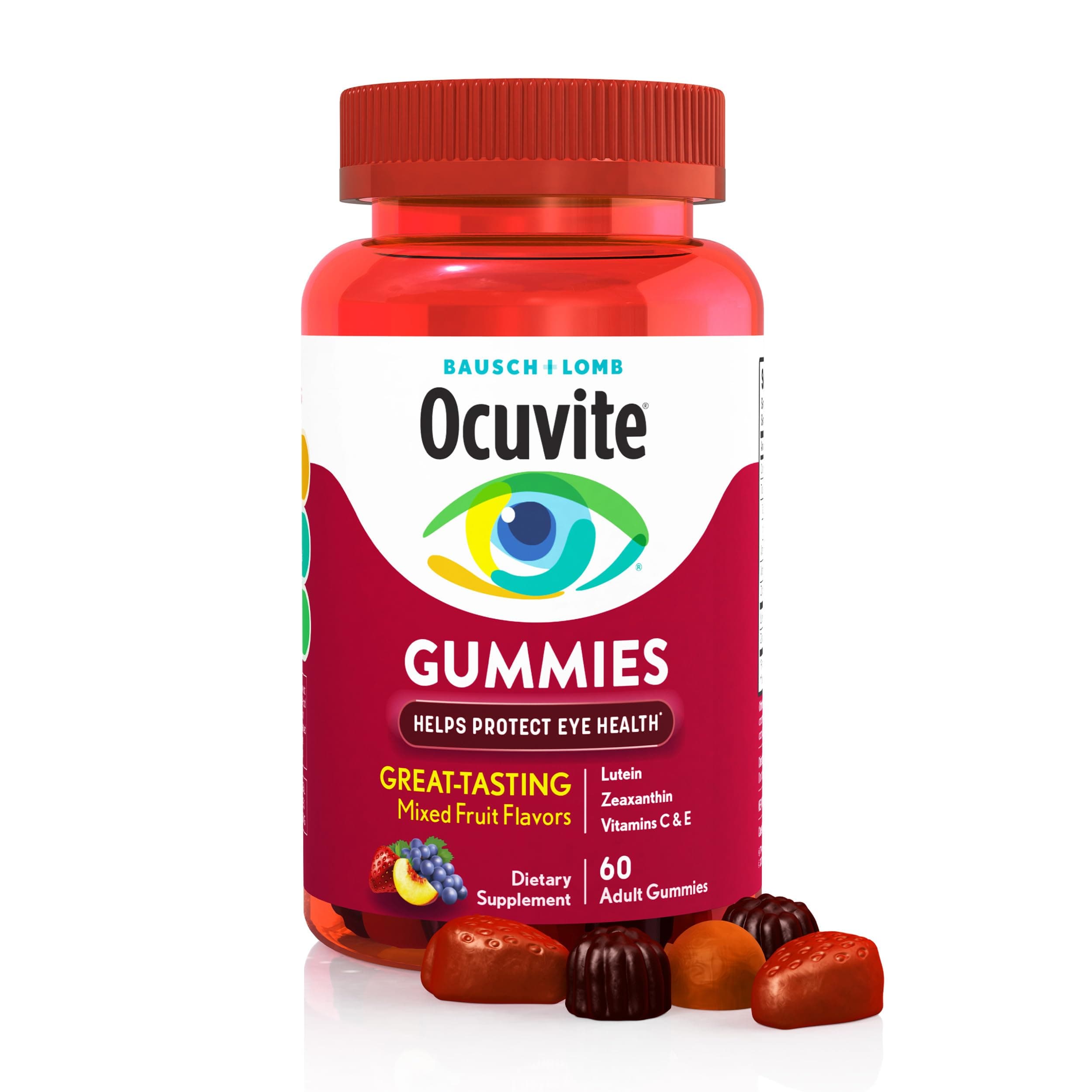 Bausch + Lomb Eye Health Gummies with Lutein, Zeaxanthin and other Antioxidants, 60 Count Bottle