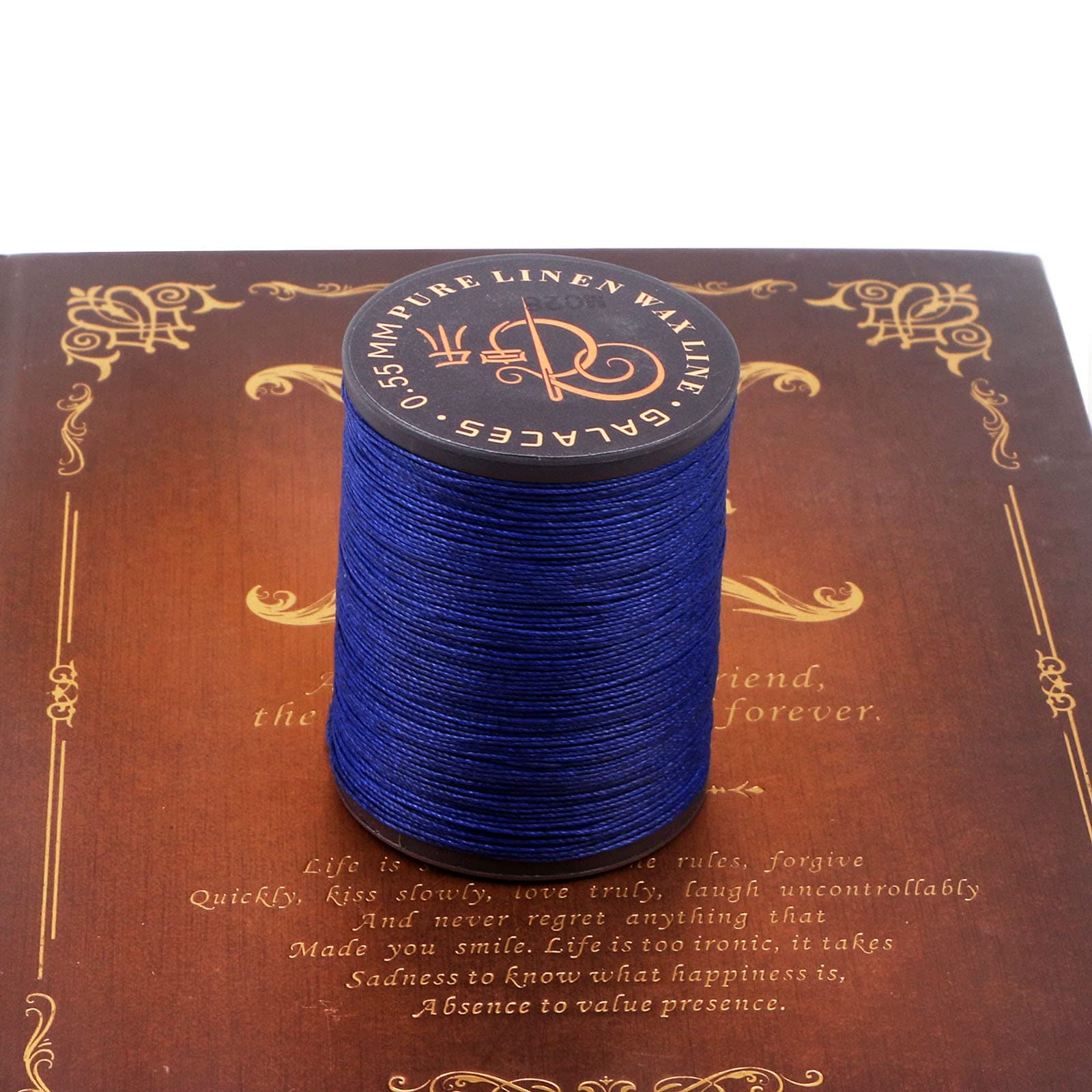 FANDOL 100% Natural Linen Thread Waxed Thread for Bookbingding, Leather Sewing, Beading or Macrame (Royal Blue)