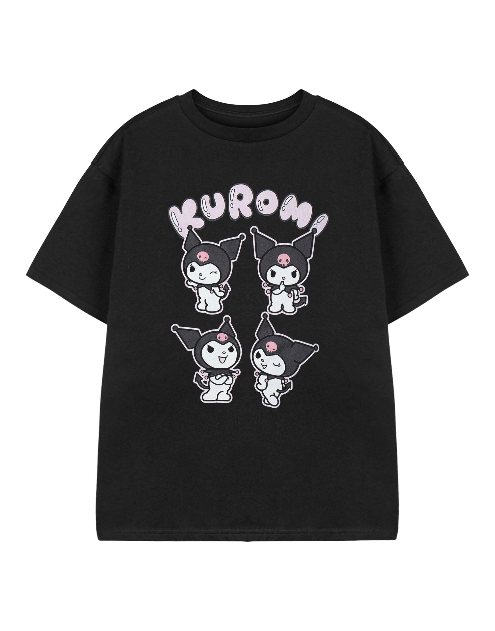 & Friends Kuromi Girls White Short Sleeved T-Shirt | Heart Graphic Tee for Kids | Sanrio Character Top | Cute Apparel for Girls & Teens