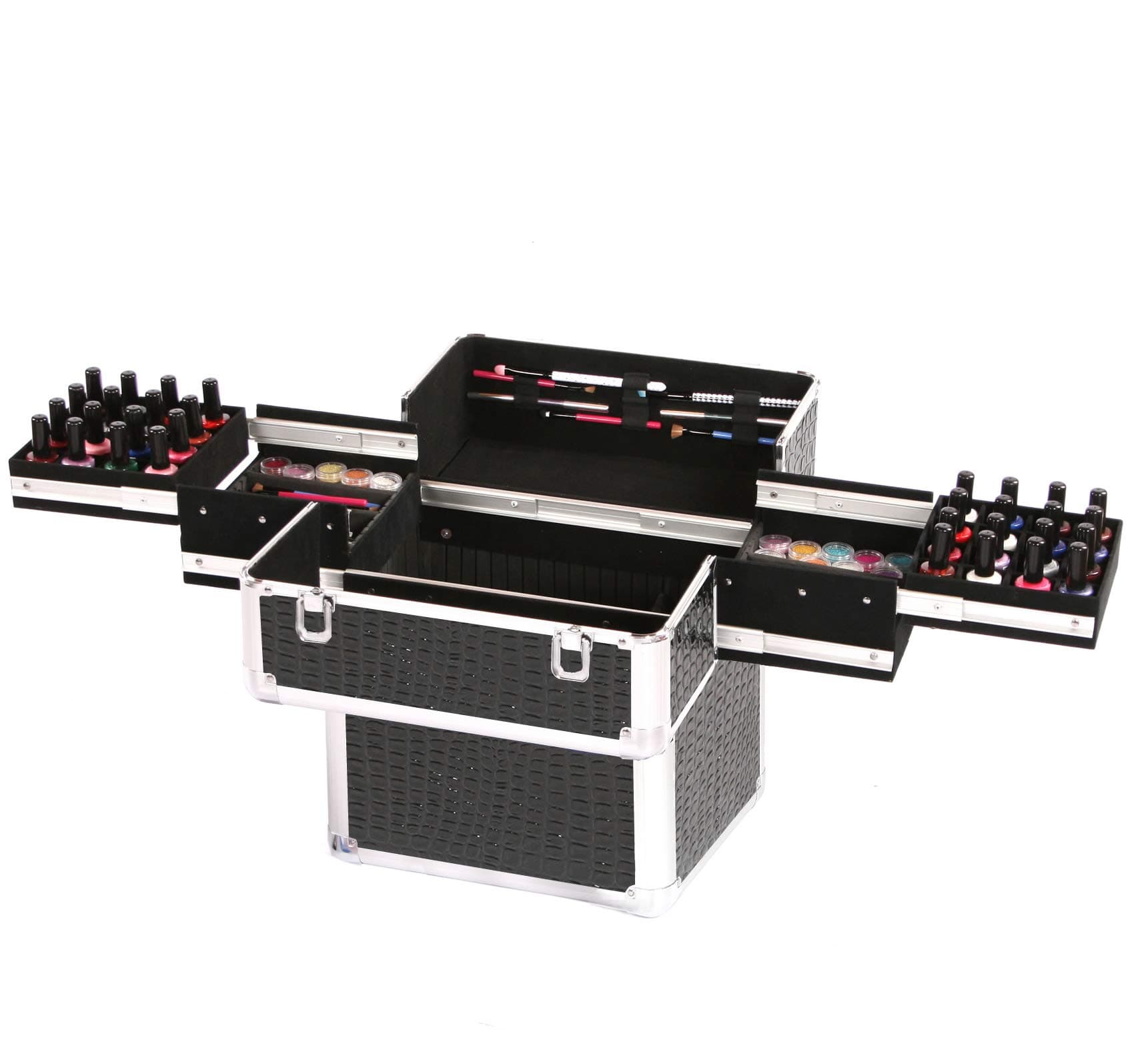 Urbanity Nail Pro Black Crocodile Aluminium Nail Polish Storage Case