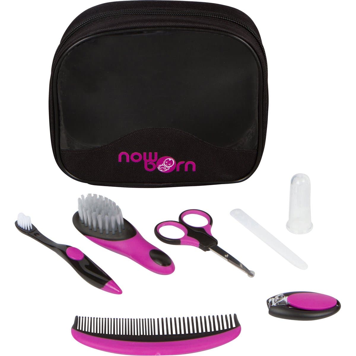 Baby Grooming Kit - 7 Piece Healthcare Set – Black and Purple Unisex Color Toiletries