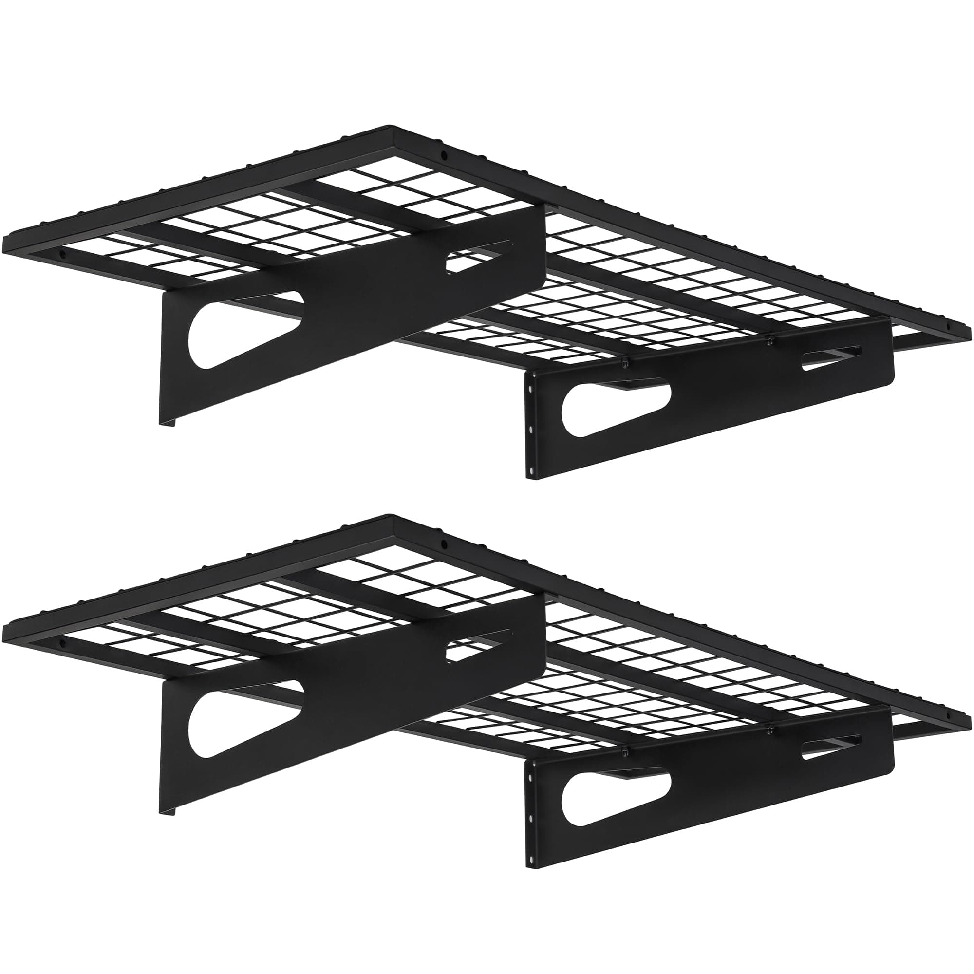 2-Pack 1.5x3FT Garage Shelving 18-inch-by-36-inch Wall Shelf Garage Storage Rack Wall Mounted Floating Shelves, Black