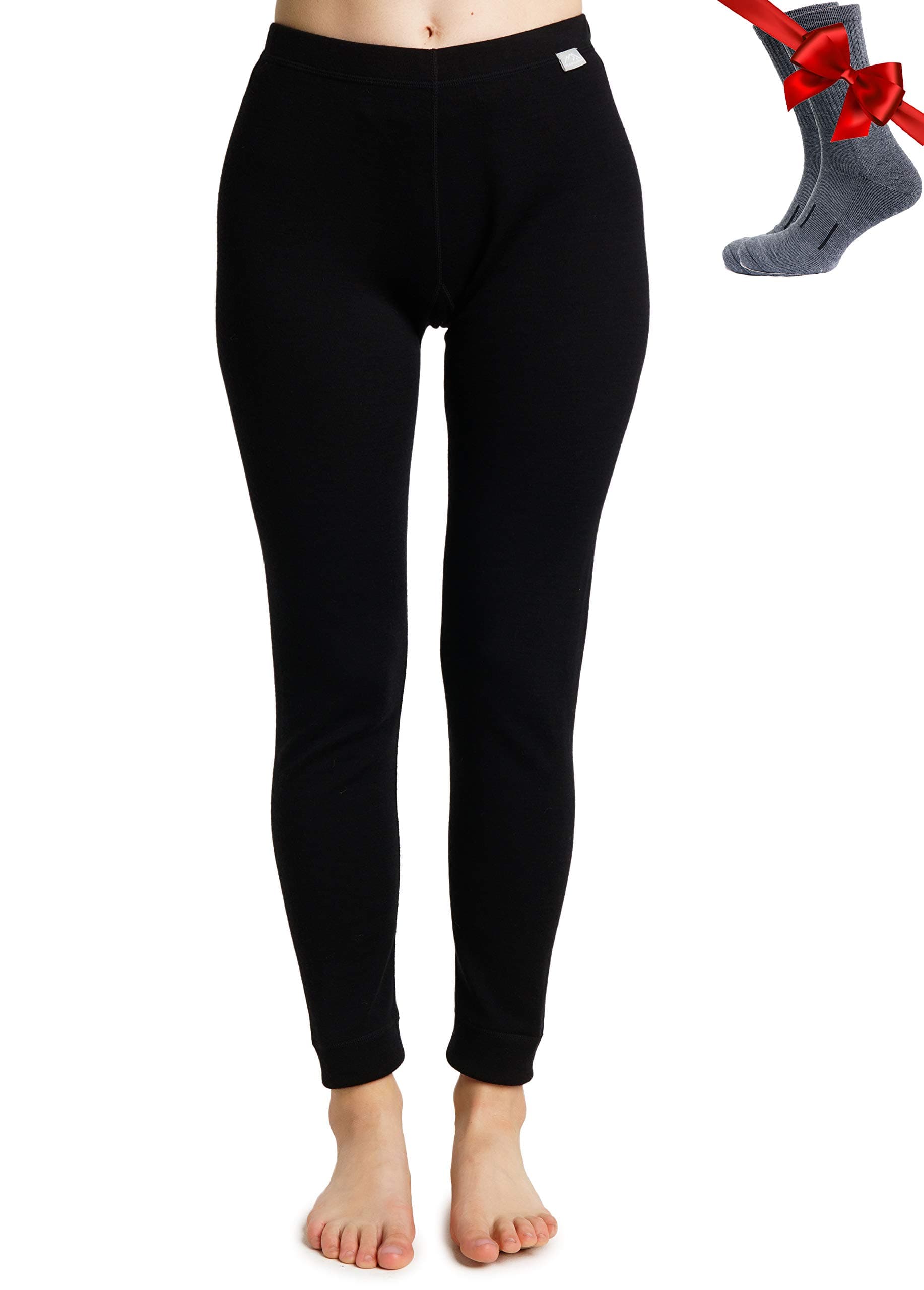 Merino Wool Base Layer Women Pants 100% Merino Wool Leggings Heavyweight, Midweight, Lite Thermal Underwear Bottom and Socks