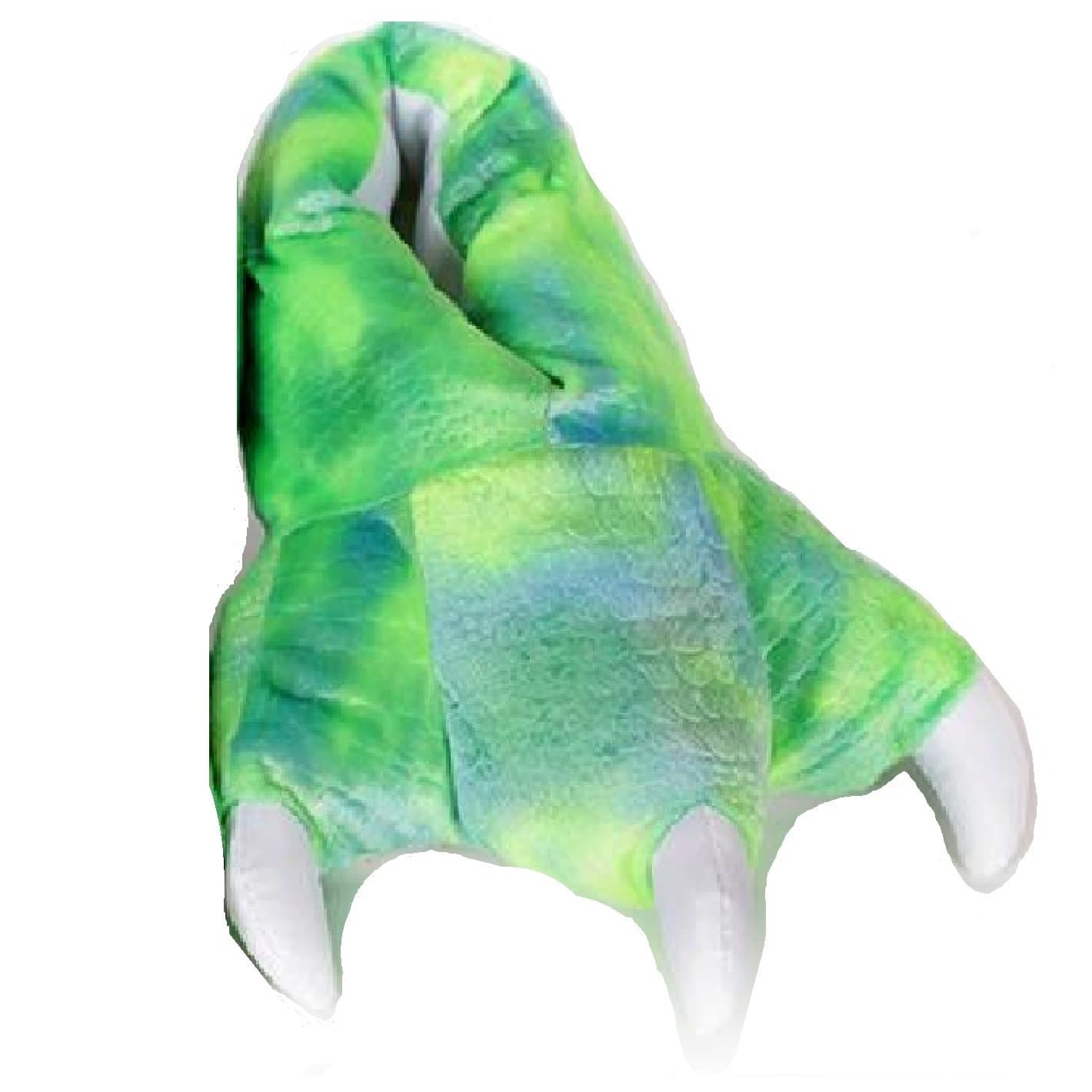 Wild Ones Furry Animal Claw Slippers for Toddlers, Kids and Adults (Large Womens 9 ½ to 12 and Mens 8 ½ to 14, Green Dino)
