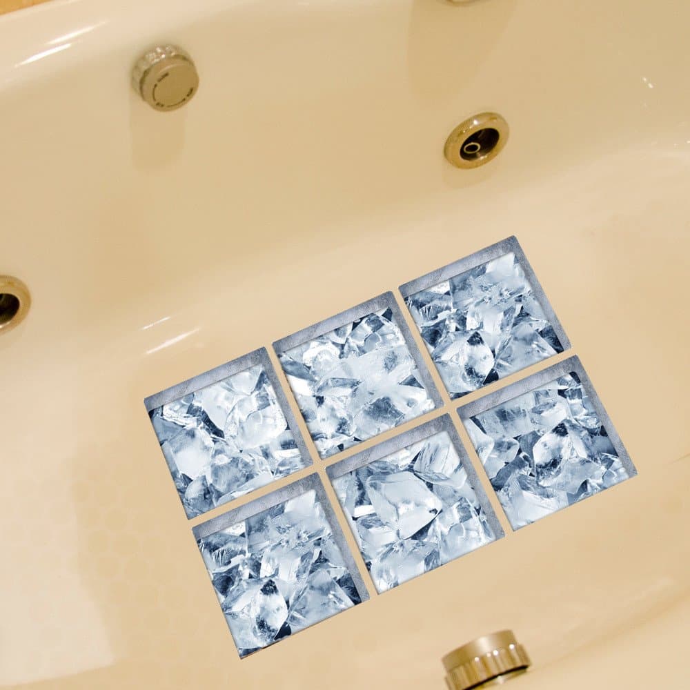 Fulanky 3D Ice Cubes Bathtub Sticker Waterproof Bathroom Decorative Decal