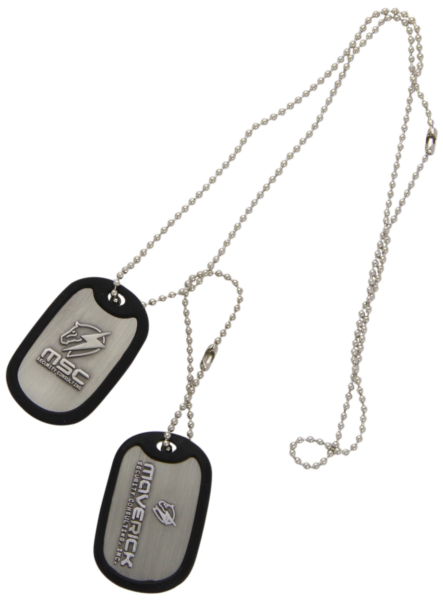 Metal Gear Solid Rising Dog Tags with Maverick Logo and Rubber Rim