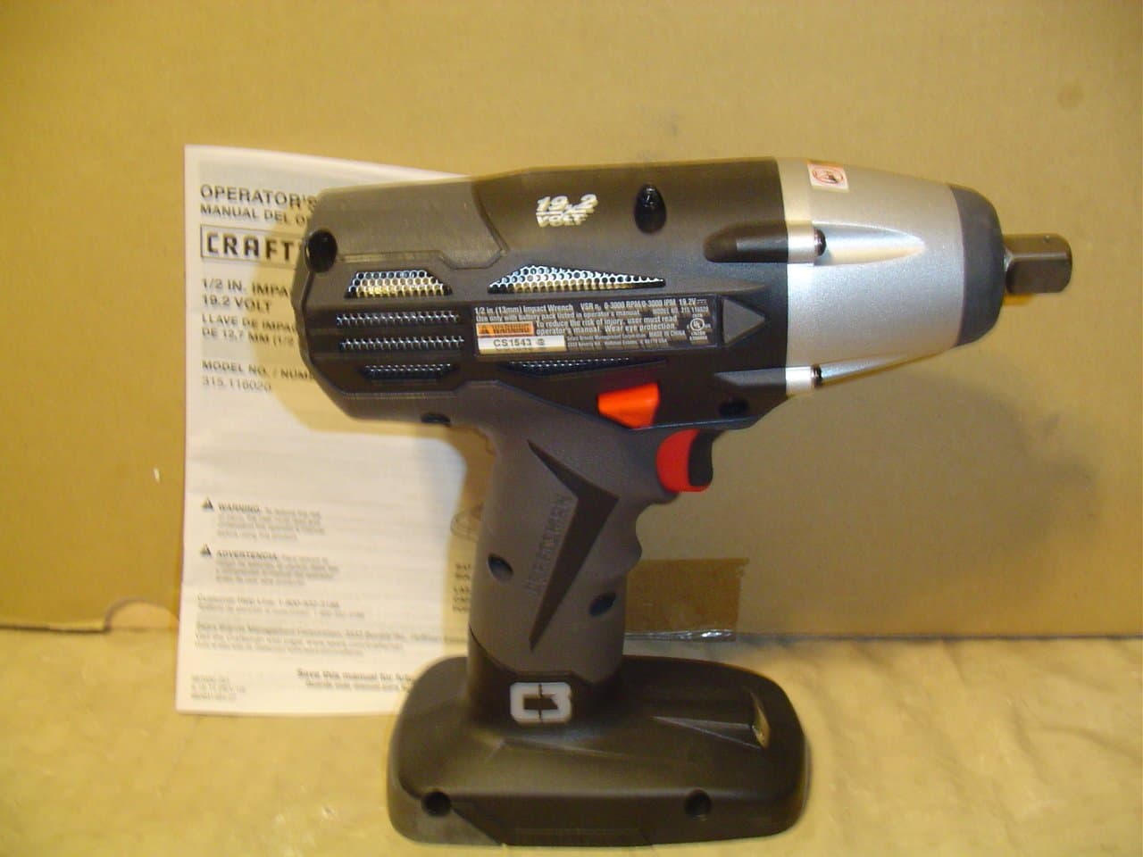 Craftsman 19.2v C3 1/2" Impact Wrench (Bulk Packaged. Battery and Charger Not Included)
