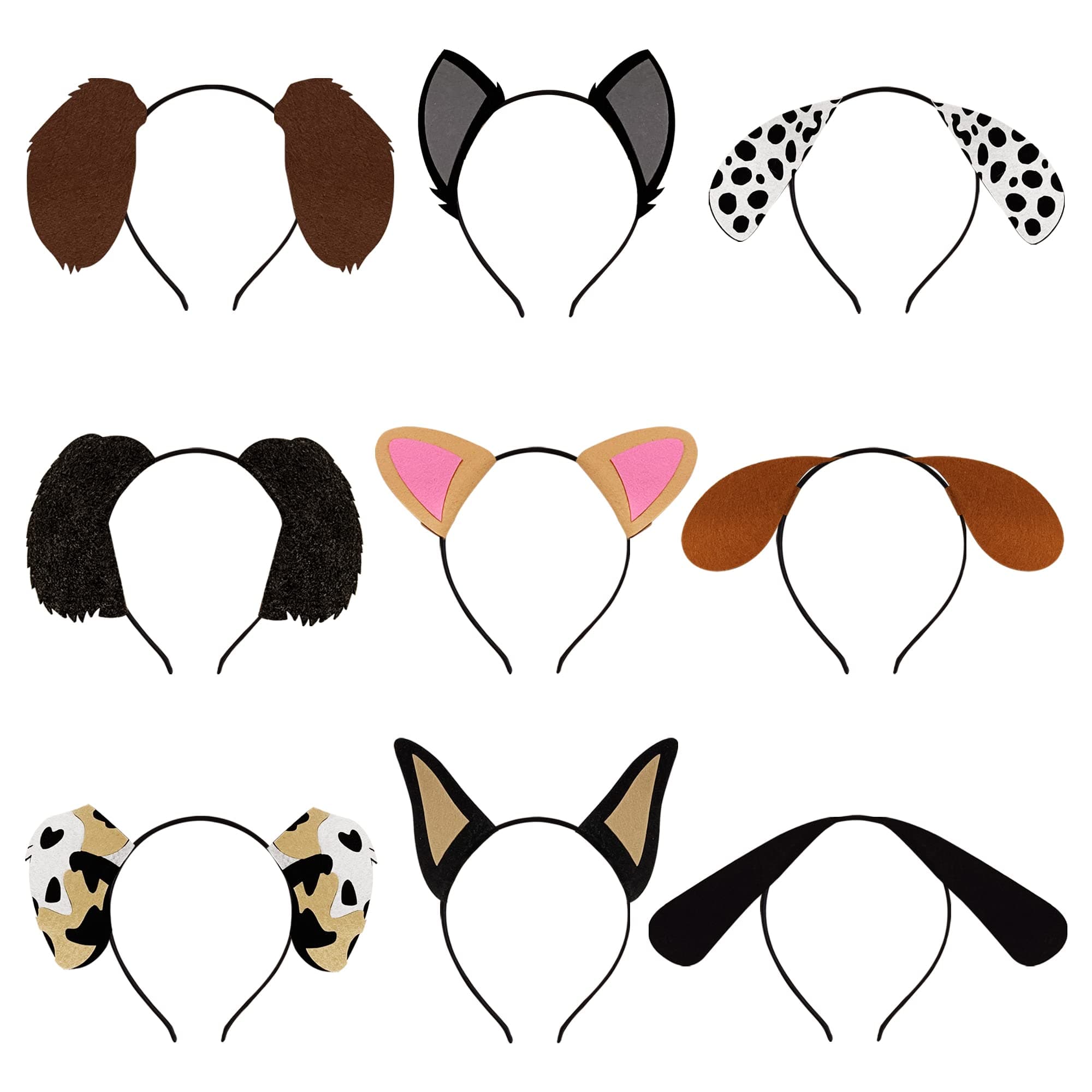 9PCS Dogs Ear Headbands for Pet Birthday Party Favors for Costumes Dress-Up Party Supplies