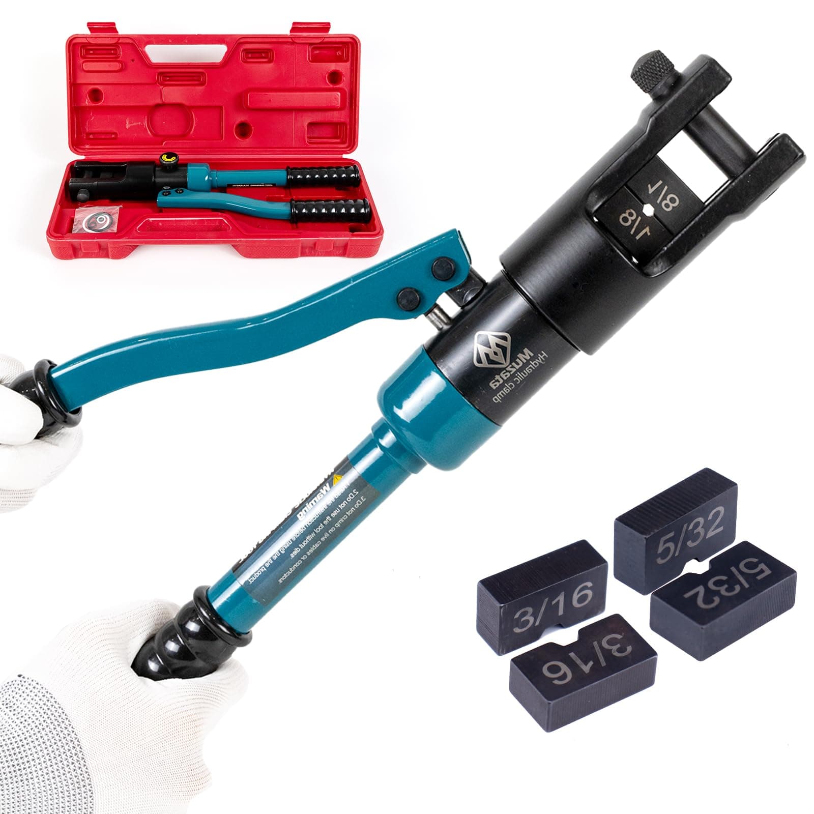 Muzata Upgraded Custom Cable Railing Crimping Tool Hydraulic Crimper Hydraulic Crimping Tool for 1/8" 5/32" 3/16" Stainless Steel Cable Railing Kit Wire Rope Swaging Kit CT01