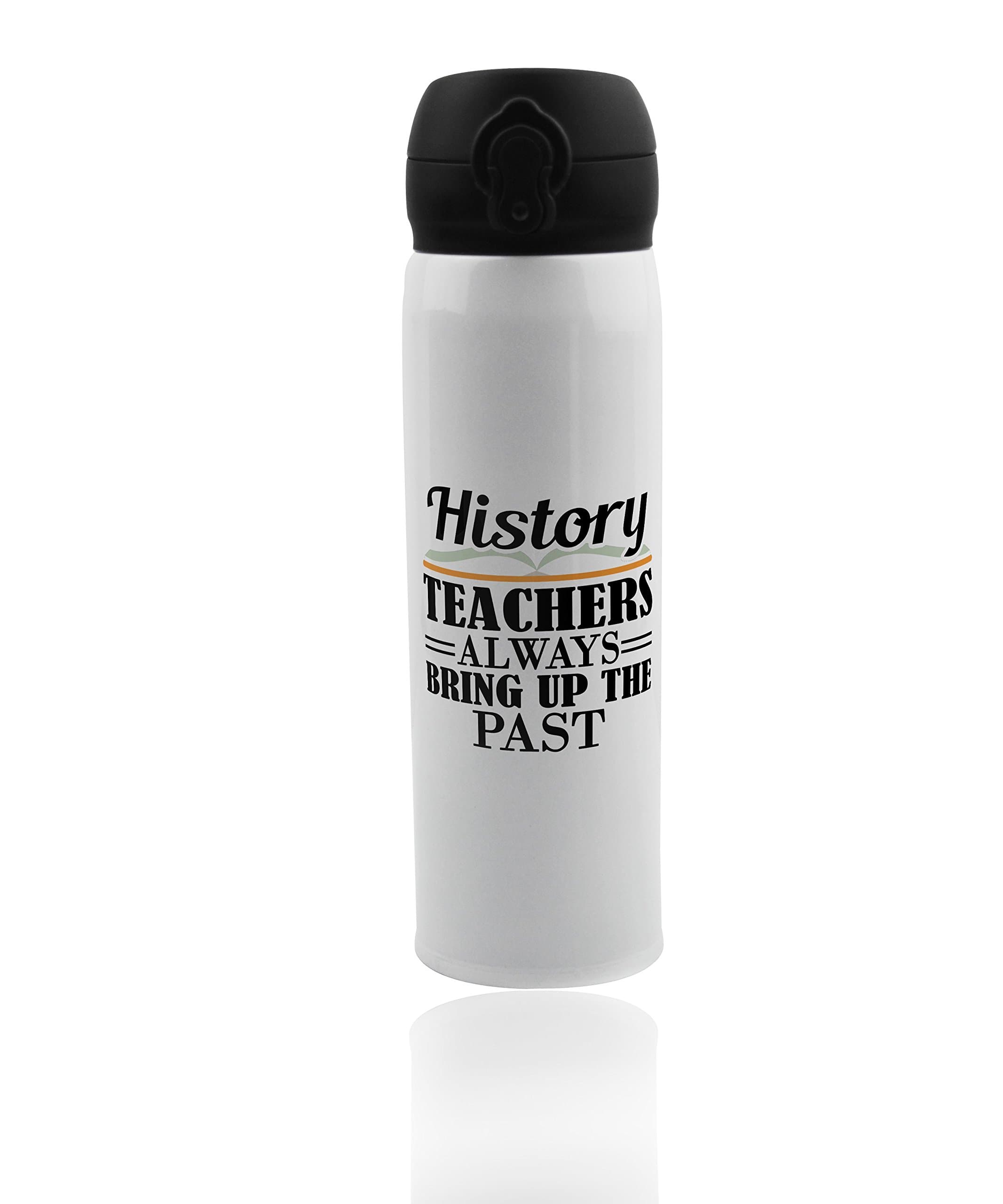 History teacher thermos - 17 oz. (500 ml) vacuum flask. Stainless steel insulated thermo bottle. Travel tumbler mug for hot or cold beverage. Gift Double-walled thermos. Birthday gifts for teachers.