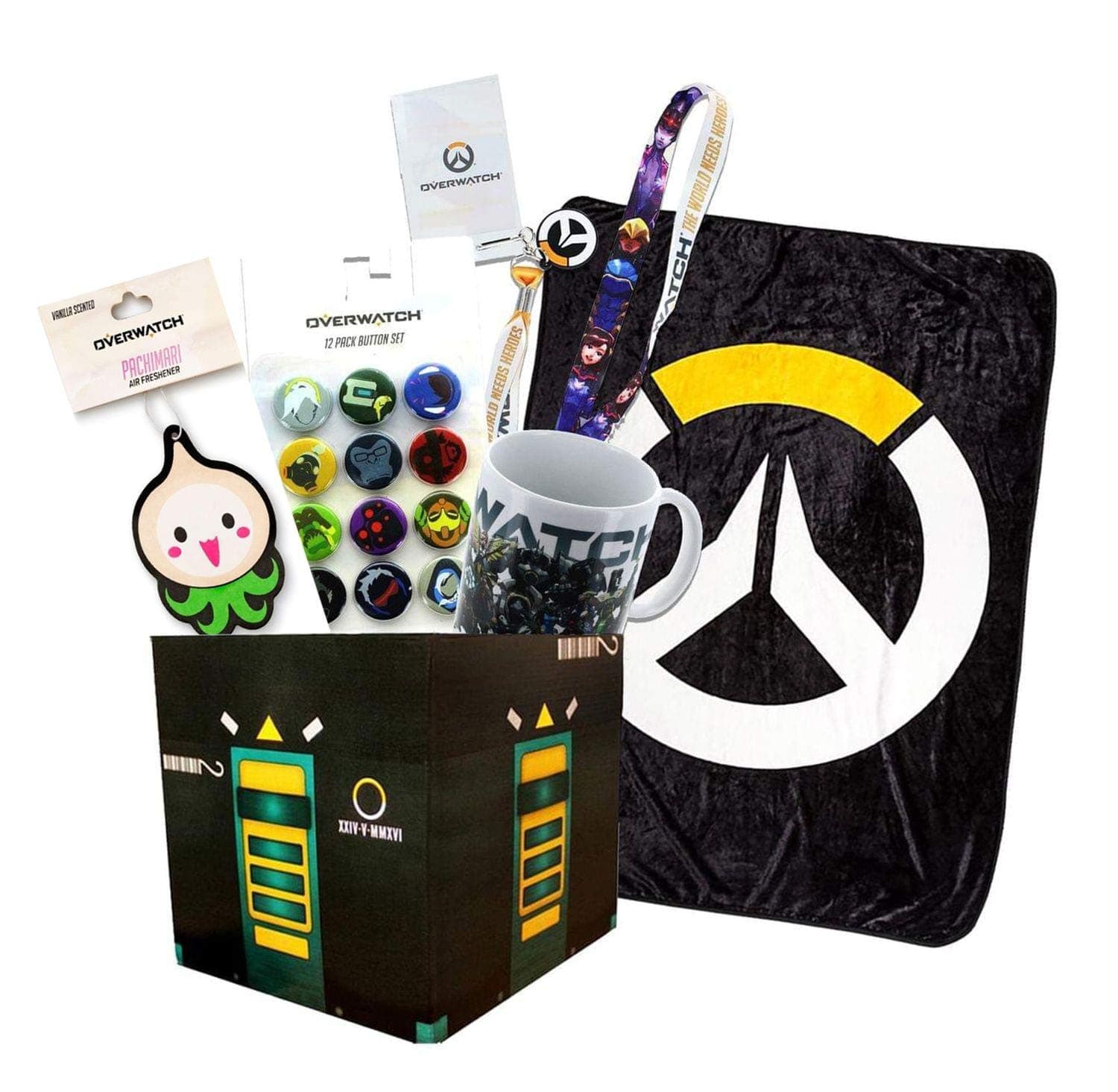 Overwatch Collectibles |Collectors Looksee Box | Fleece Blanket | Mug | Pins