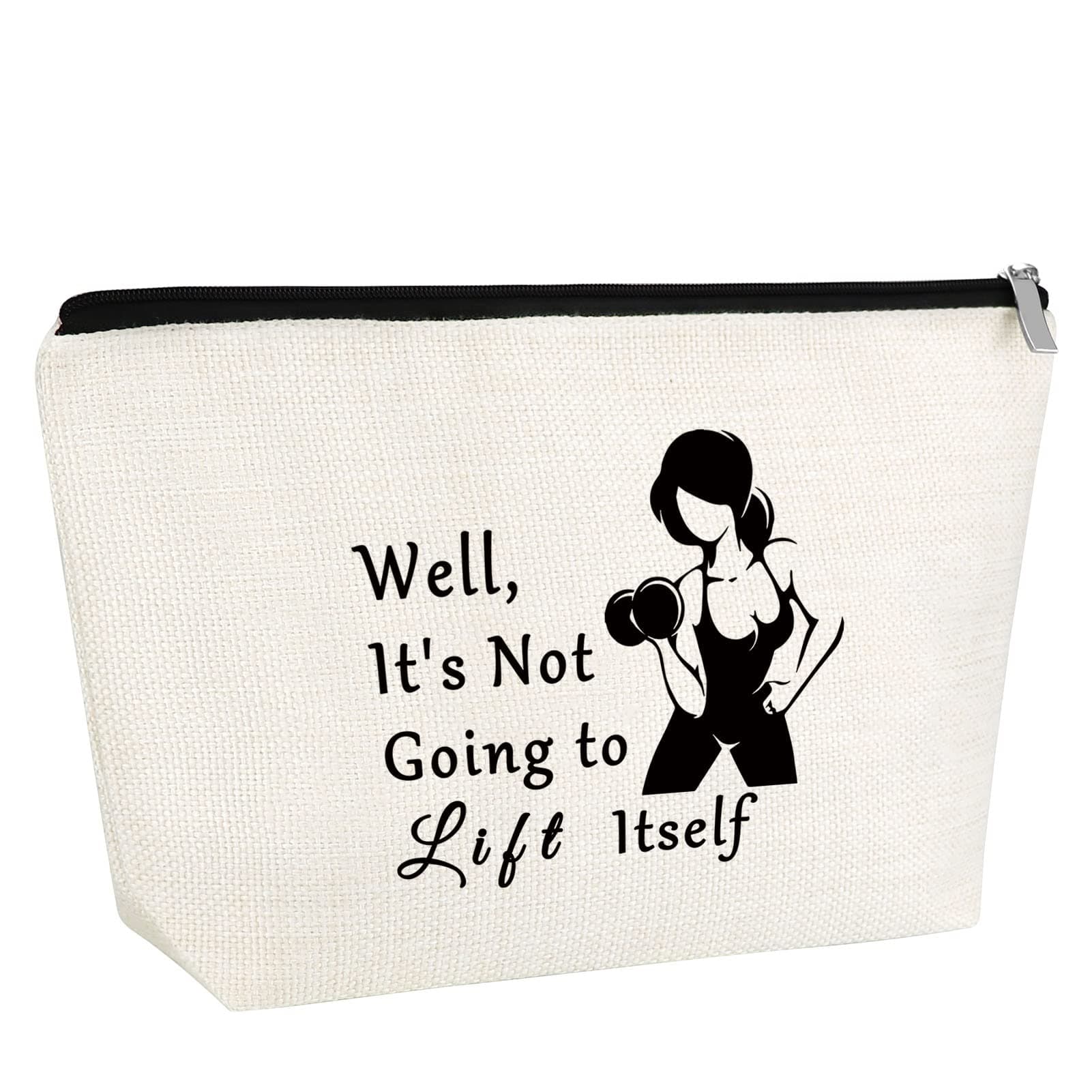 Fitness Lover Gift Weightlifting Makeup Bag Fitness Instructor Gift Weightlifter Cosmetic Bag Thank You Gift for Fitness Coach Appreciation Trainer Gift Coworker Retirement Gift