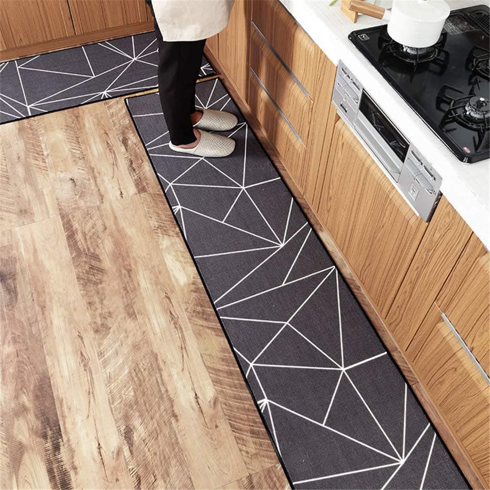 LISIBOOO Moroccan Trellis Kitchen Rug Set, Non-Slip Waterproof Soft Modern Area Rugs, Geometric Low Pile Floor Carpet for Kitchen Entryway Indoor Hallway Bathroom Mat (19''x47'', Mayan Culture)