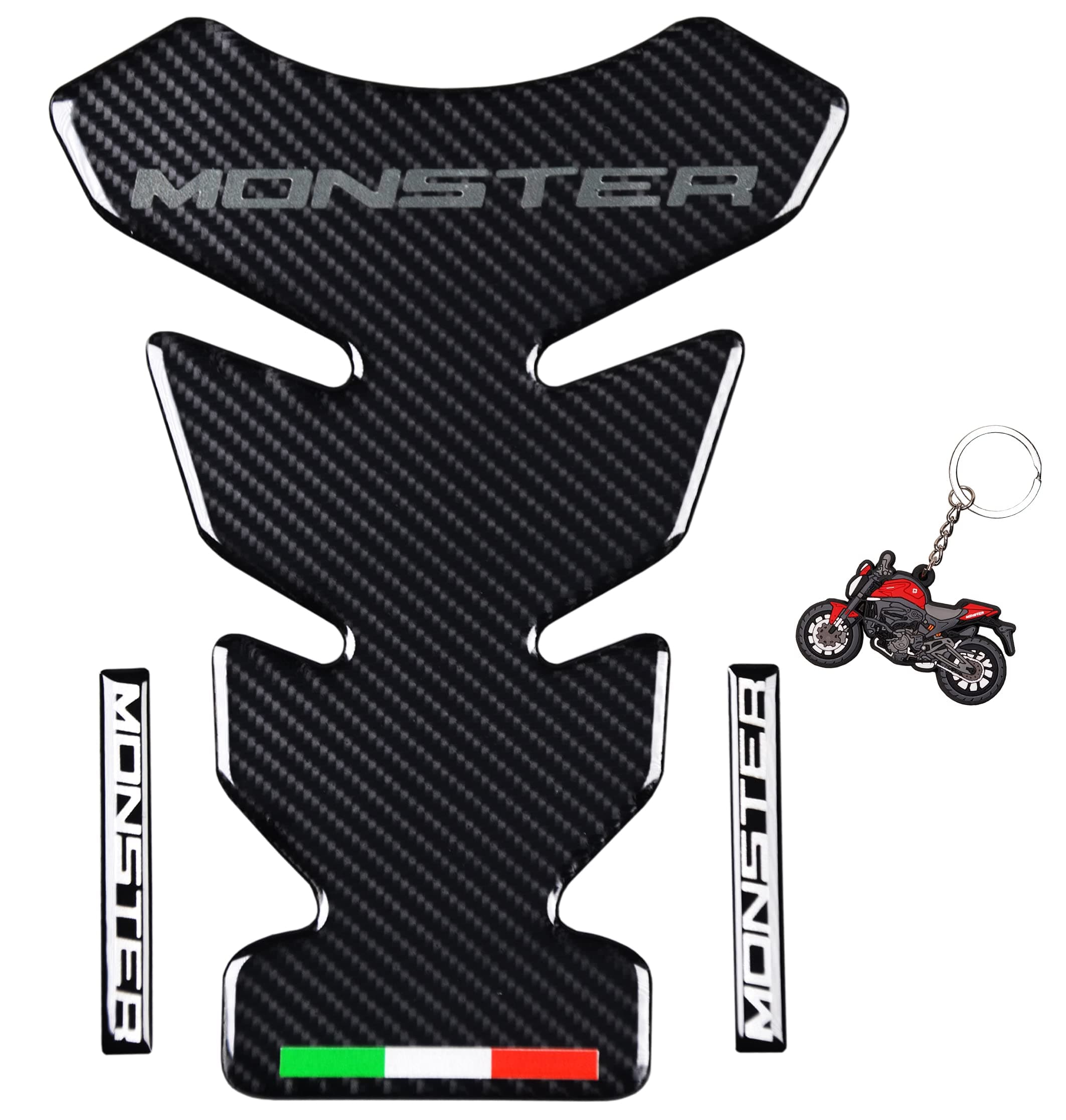 5D Real Carbon Fiber, Fuel Gas Tank Protector, Tank Pad for MONSTER 1000 S 1100 EVO 1200 R 400 600 620 695 696 750 796 797 800 821 900 S2R S4 S4RS Monster, 2 Pcs Per Set