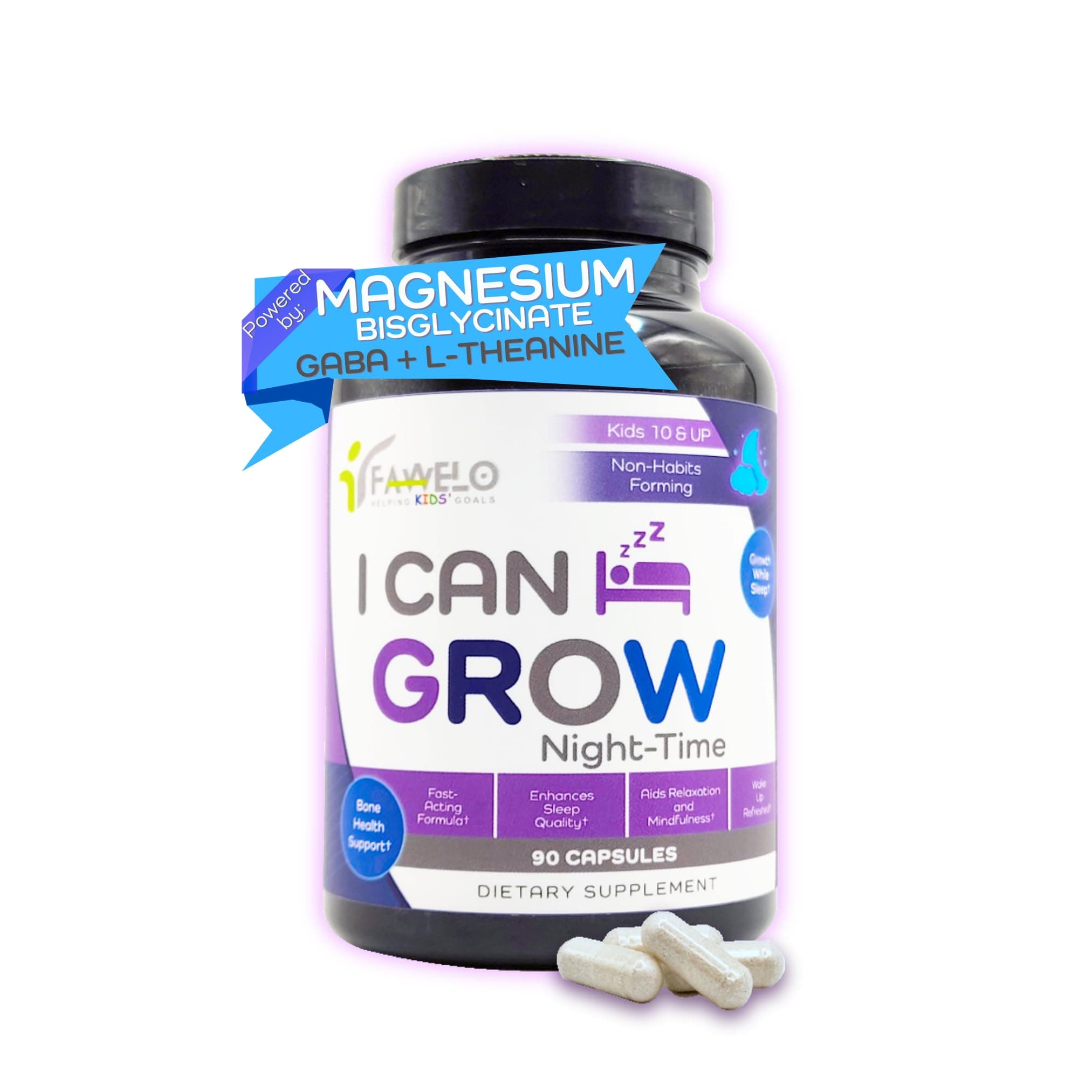 I Can Grow NightTime Kids Vitamins Multivitamin Sleep Aid | Magnesium for Kids with Magnesium Bisglycinate | Natural Calm & Recovery | magnesio complex | Vitaminas para Niños con Glicinato de Magnesio