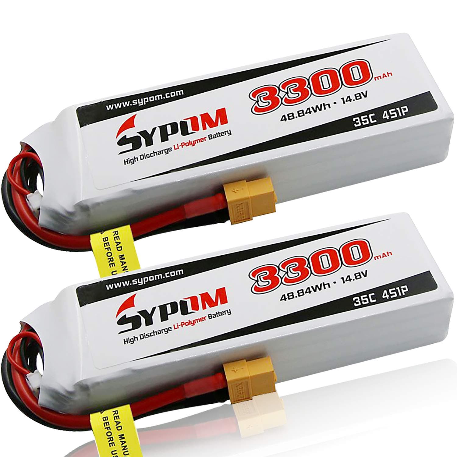 SYPOM 3300mAh 14.8V 35C 4S LiPo Battery Pack with XT60 Plug for RC Evader BX Car/RC Truck/RC Truggy/RC Airplane/UAV Drone/FPV(2pcs)