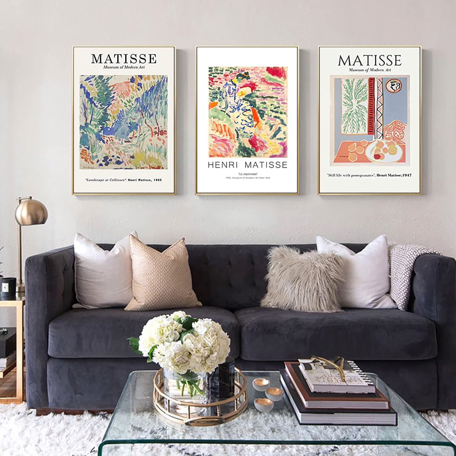 YUWONDESS Henri Matisse Prints Aesthetic Pictures Mid Century Modern Wall Art Canvas Gallery Abstract Green Plants La Japonaise Still Life Pomegranates Vintage Travel Poster 20x28 Inchx3 Unframed (A)