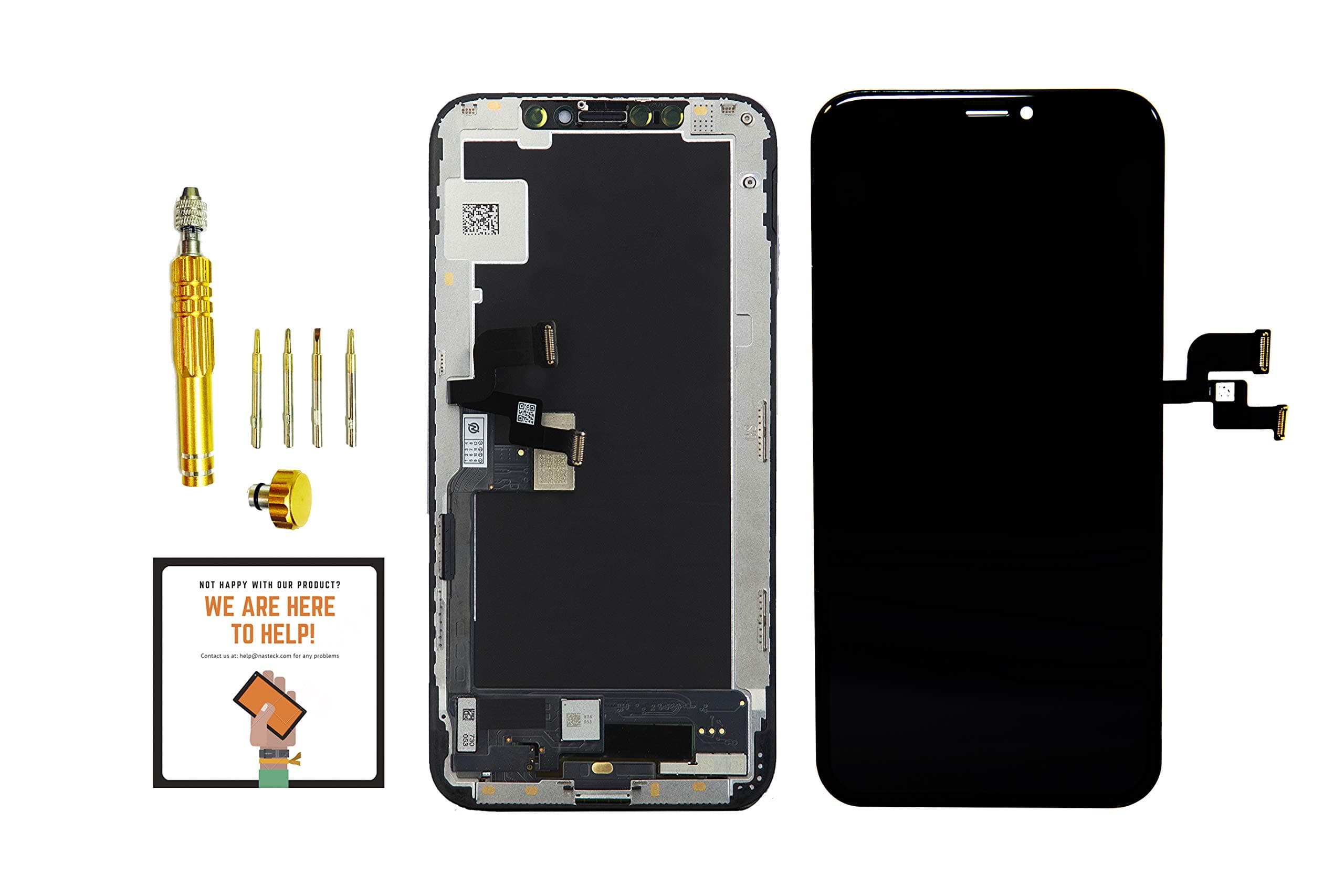 for iPhone Xs AMOLED OLED Screen Replacement Touch Digitizer (5.8") [NOT LCD] Replacement Frame Assembly Black for iPhone Xs A1920, A2097, A2098, A2100 with Professional Tool kit (Nasteck)