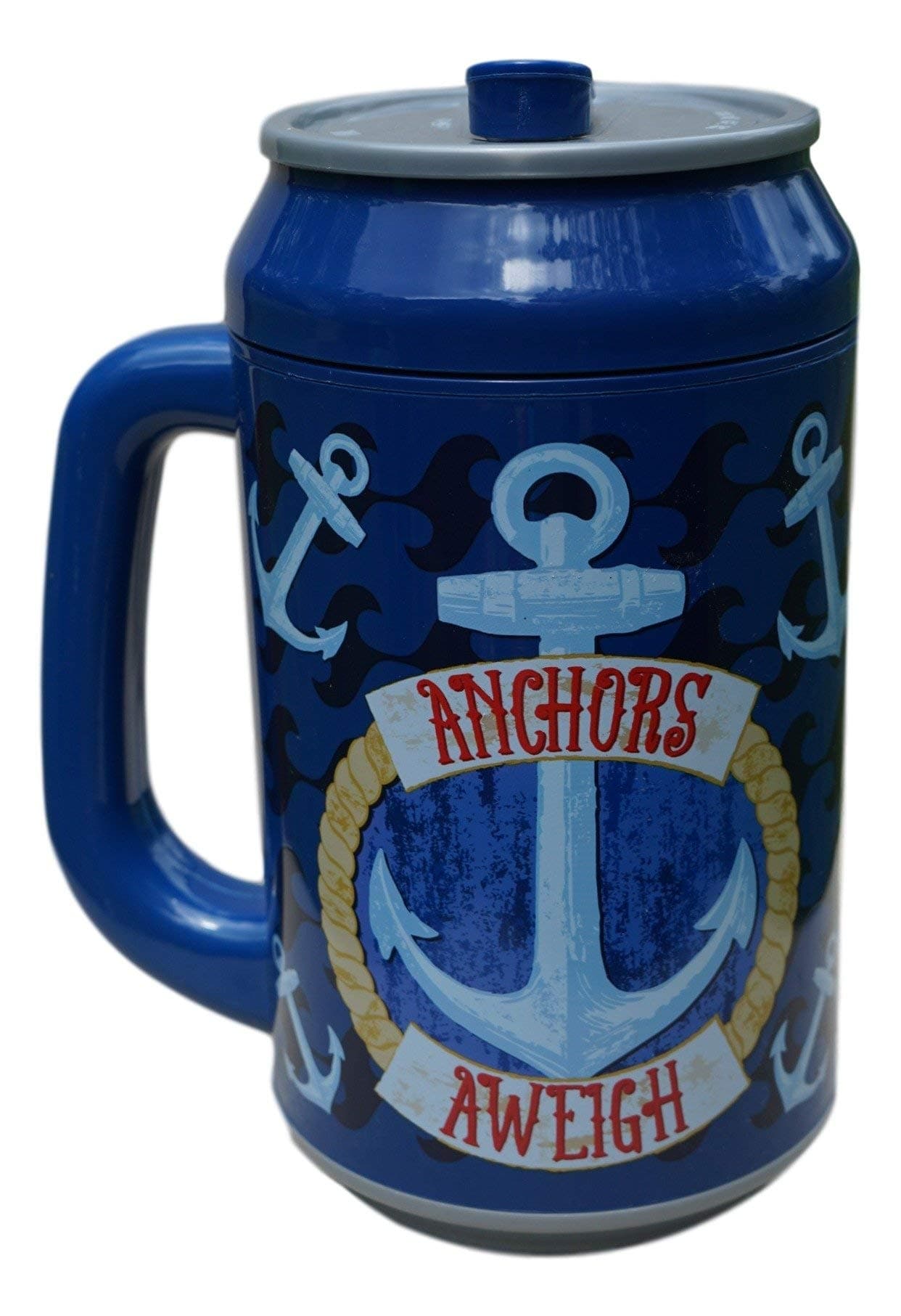 Cool Gear 33 oz BPA Free Insulated Double Wall Cup with Handle (Blue Anchor)